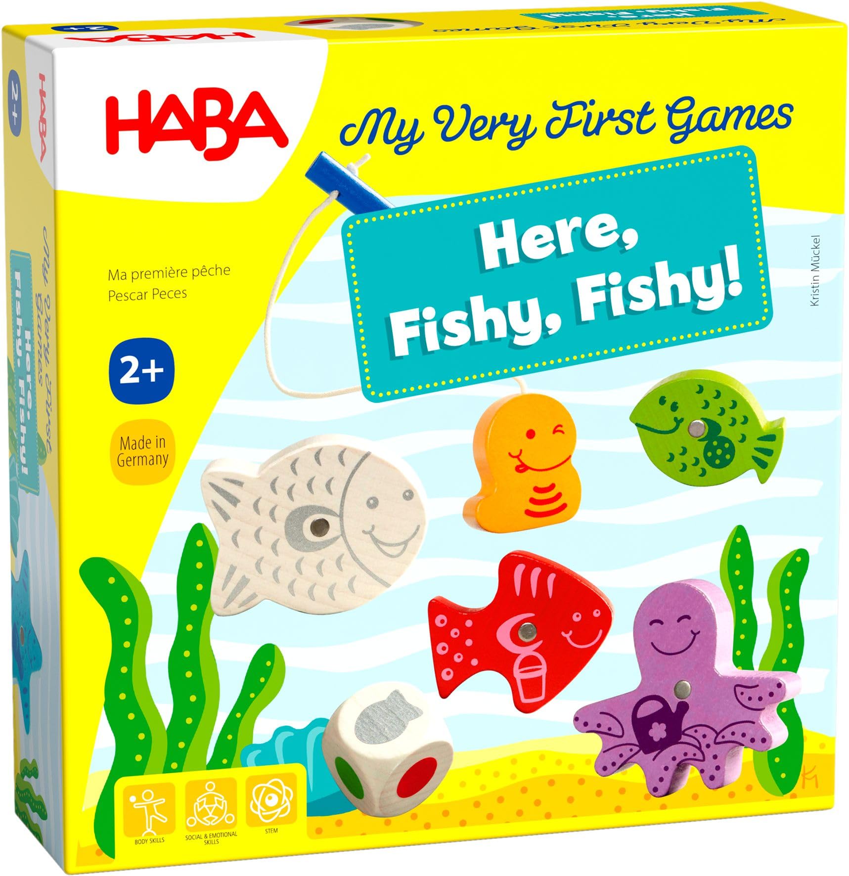 HABA My Very First Games - Here Fishy Fishy! Magnetic Fishing Game for Toddlers Ages 2+ | German-Made Preschool Learning Toy for Fine Motor Skills & Color Recognition | Perfect for Daycare, Playroom & Early Childhood Education