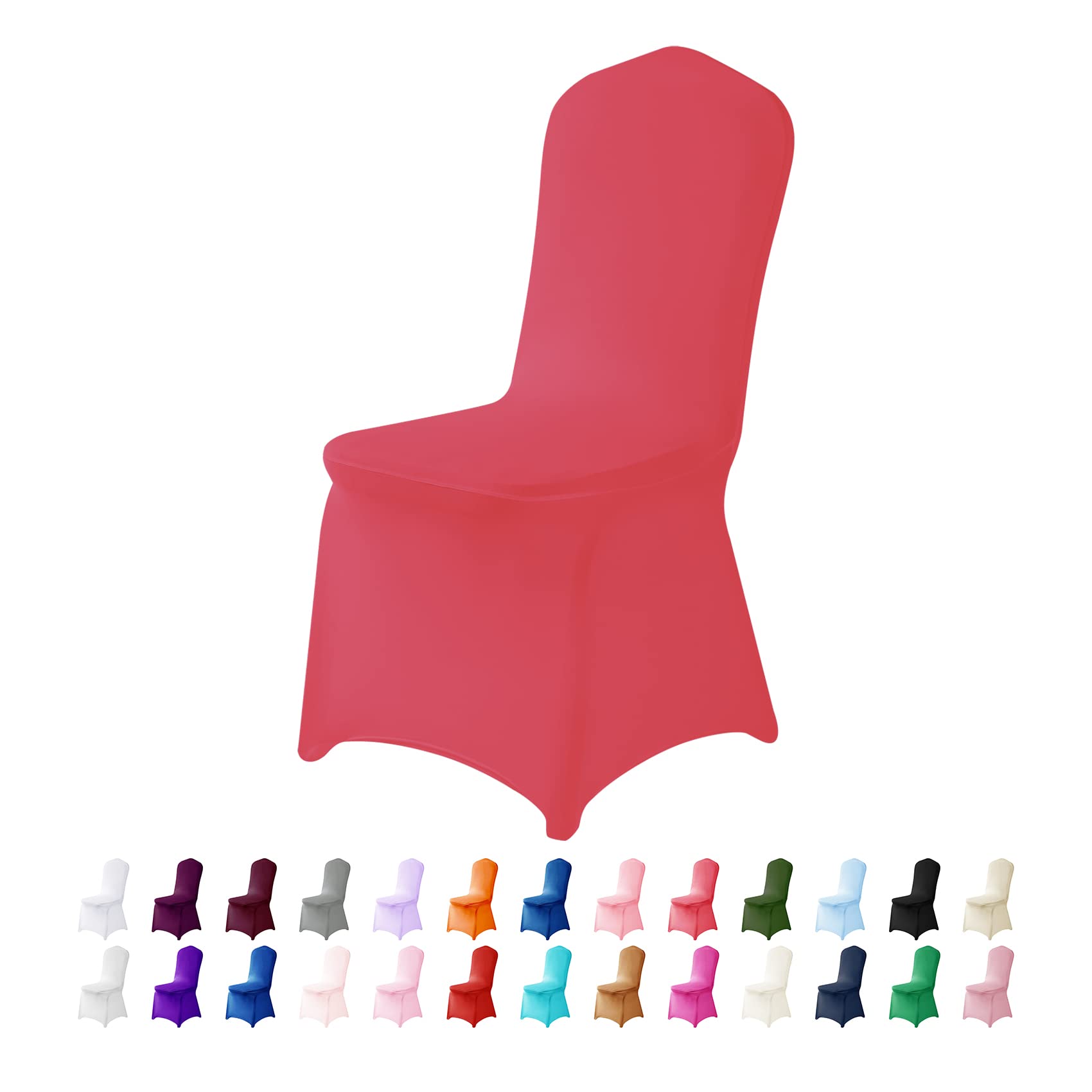 Stretch Spandex Chair Covers 12PCS - Washable Removable Elastic Dining Chair Slipcovers for Living Room, Banquet, Wedding, Party & Hotel Events - Coral Color (Perfect for Home Decor & Event Styling)