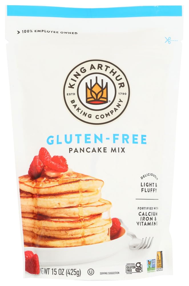 King Arthur Gluten Free Pancake Mix, 15 oz (Pack of 2) – Fluffy & Delicious Breakfast Pancakes for Allergies or Celiac Diet