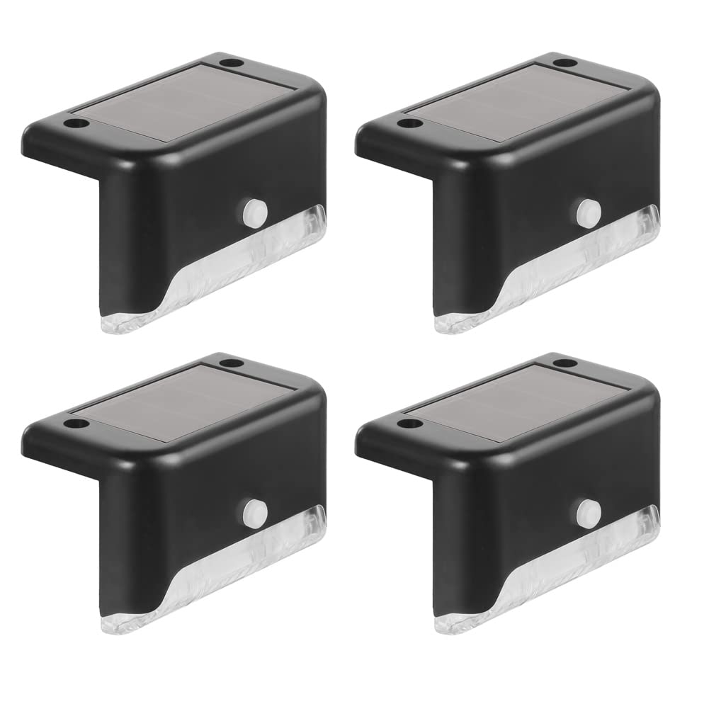 4-Pack LED Solar Lights Outdoor Waterproof - Solar Powered Garden Stair Step Lights for Fence, Pathway, Deck, Yard & Patio Lighting | Weatherproof Landscape Lighting for Home Exterior & Backyard Decor