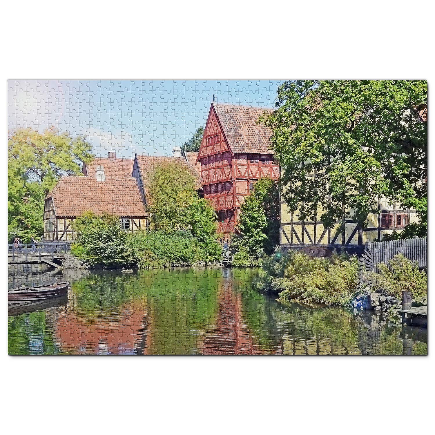 1000-Piece Denmark Jigsaw Puzzle - Den Gamle by Aarhus Wooden Travel Souvenir | Perfect for Home Decoration, Family Game Night & Educational Gift