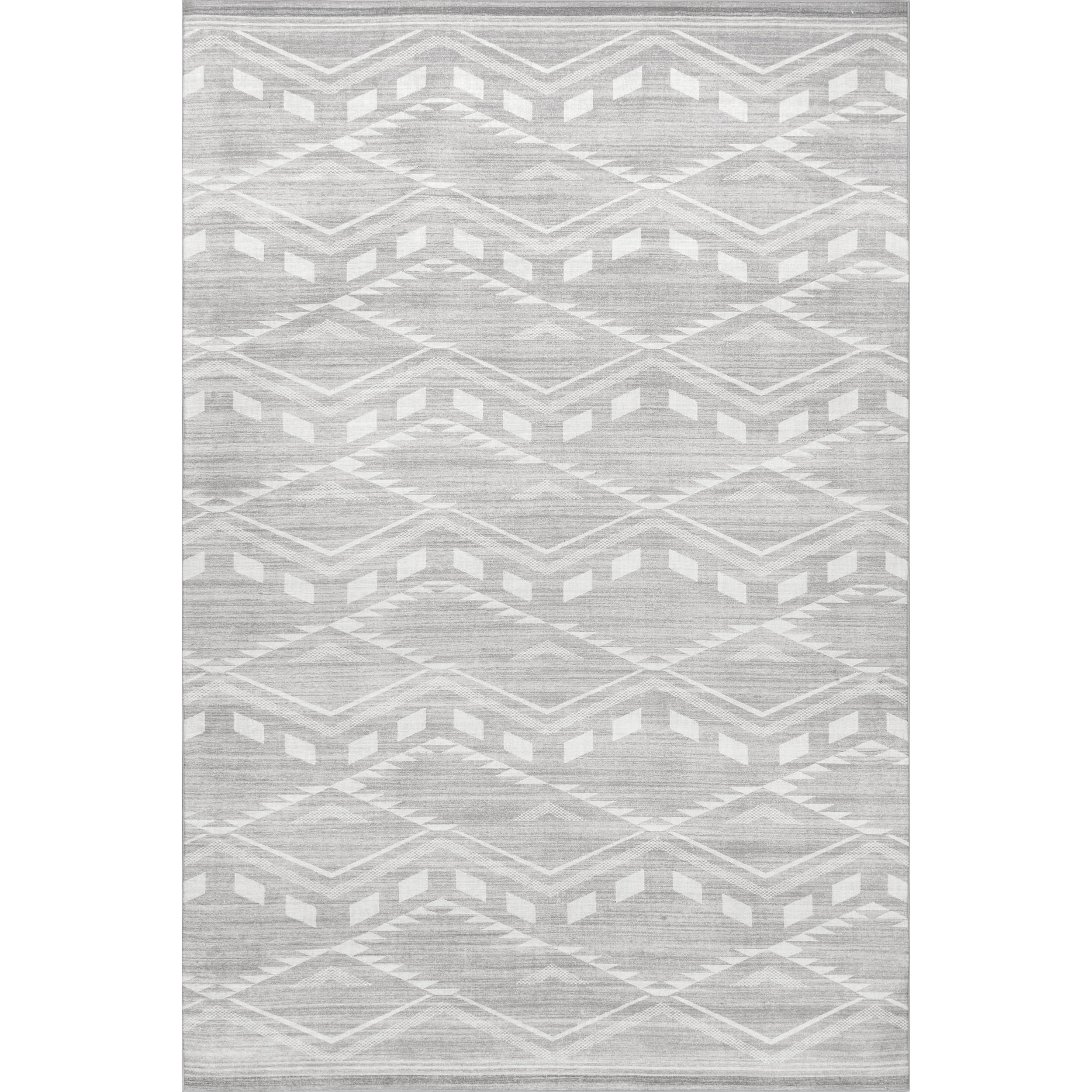 nuLOOM Joni Tribal Machine Washable Indoor/Outdoor Rug 6x9 Feet - Grey Modern Boho Design for Living Room, Bedroom, Patio & Deck Decor