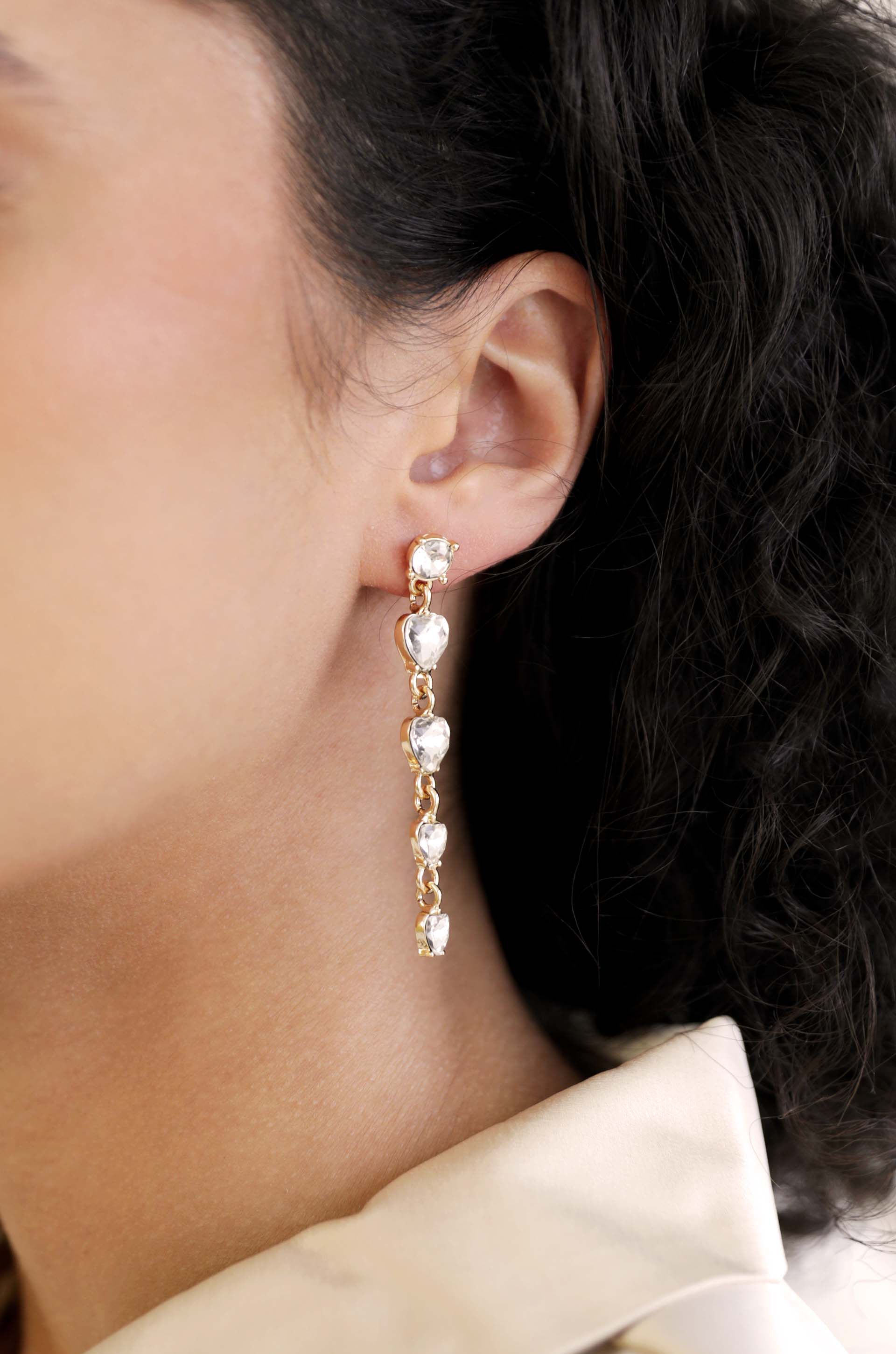 Elegant Descending Crystal Heart Earrings for Women - Dainty Drop Dangle Jewelry Gift for Valentine's Day, Anniversary & Special Occasions