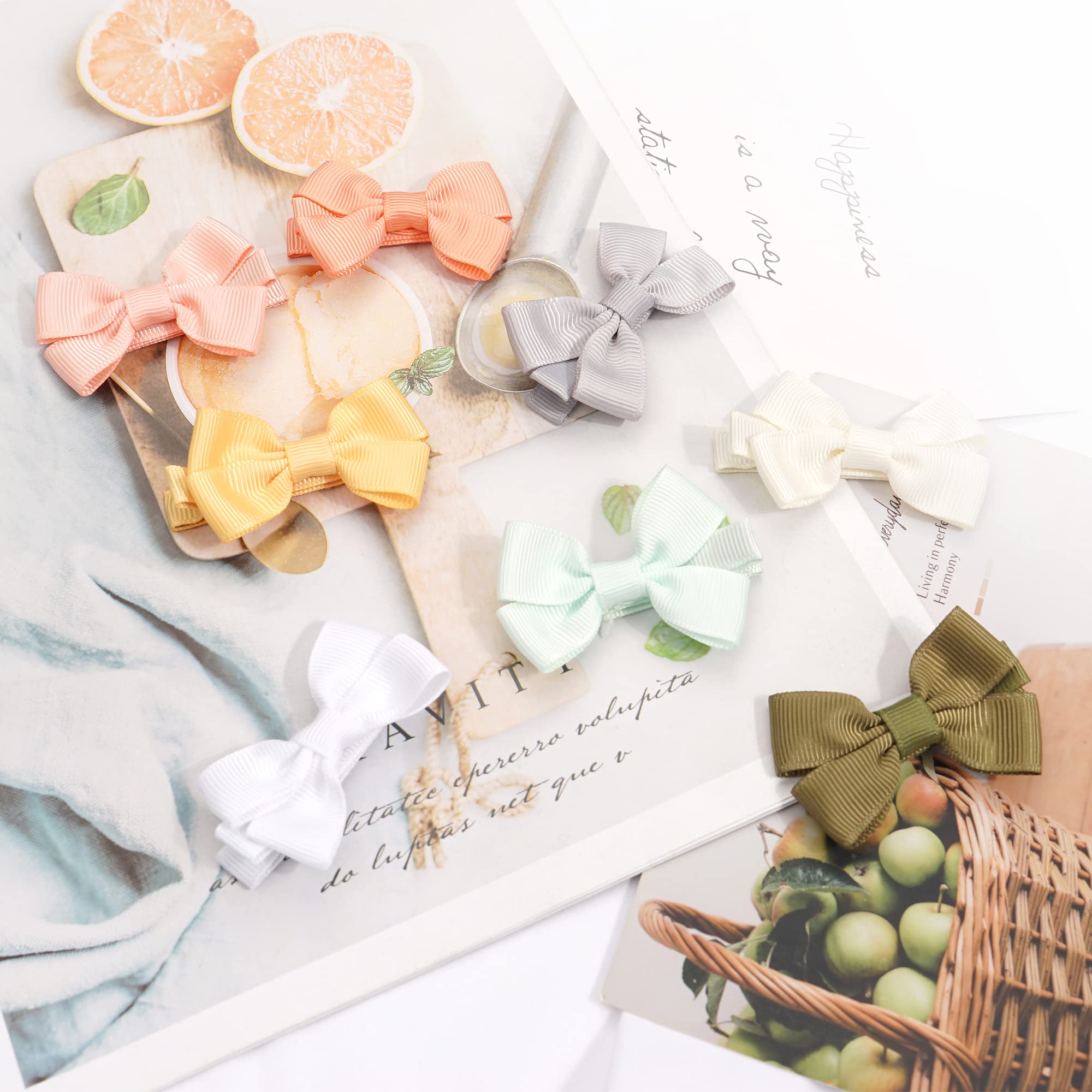 JOYOYO 50 Pcs Baby Hair Clips for Girls - Small 2 Inch Non-Slip Hair Bows with Full Ribbon Lining - Perfect for Toddlers, Infants & Newborns - Great for Parties, Photos & Daily Styling