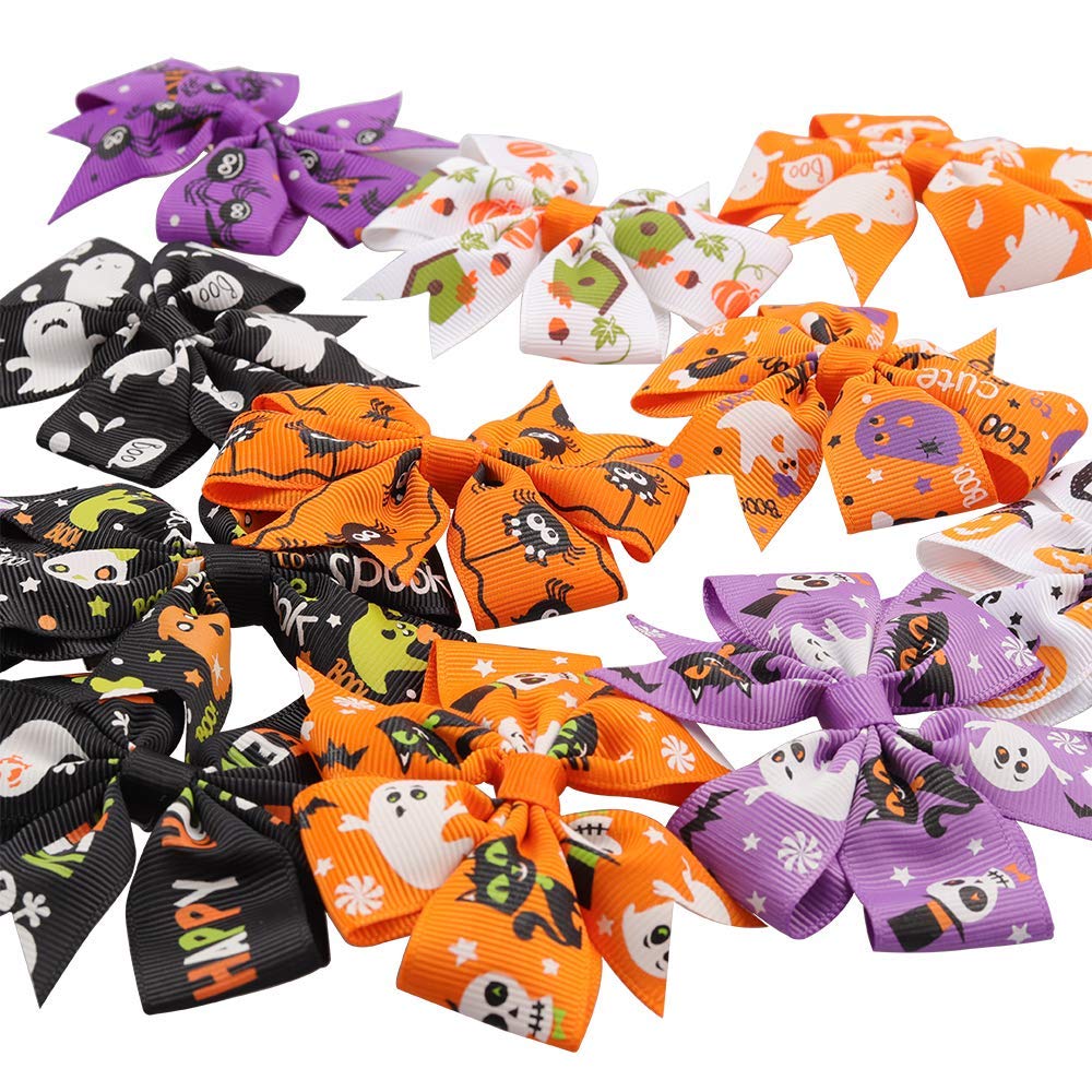 12 Pack Halloween Hair Clips - 3 Inch Handmade Bow Knot Hair Pins for Women & Girls | Perfect for Halloween Costumes, Parties, and Everyday Hair Accessories