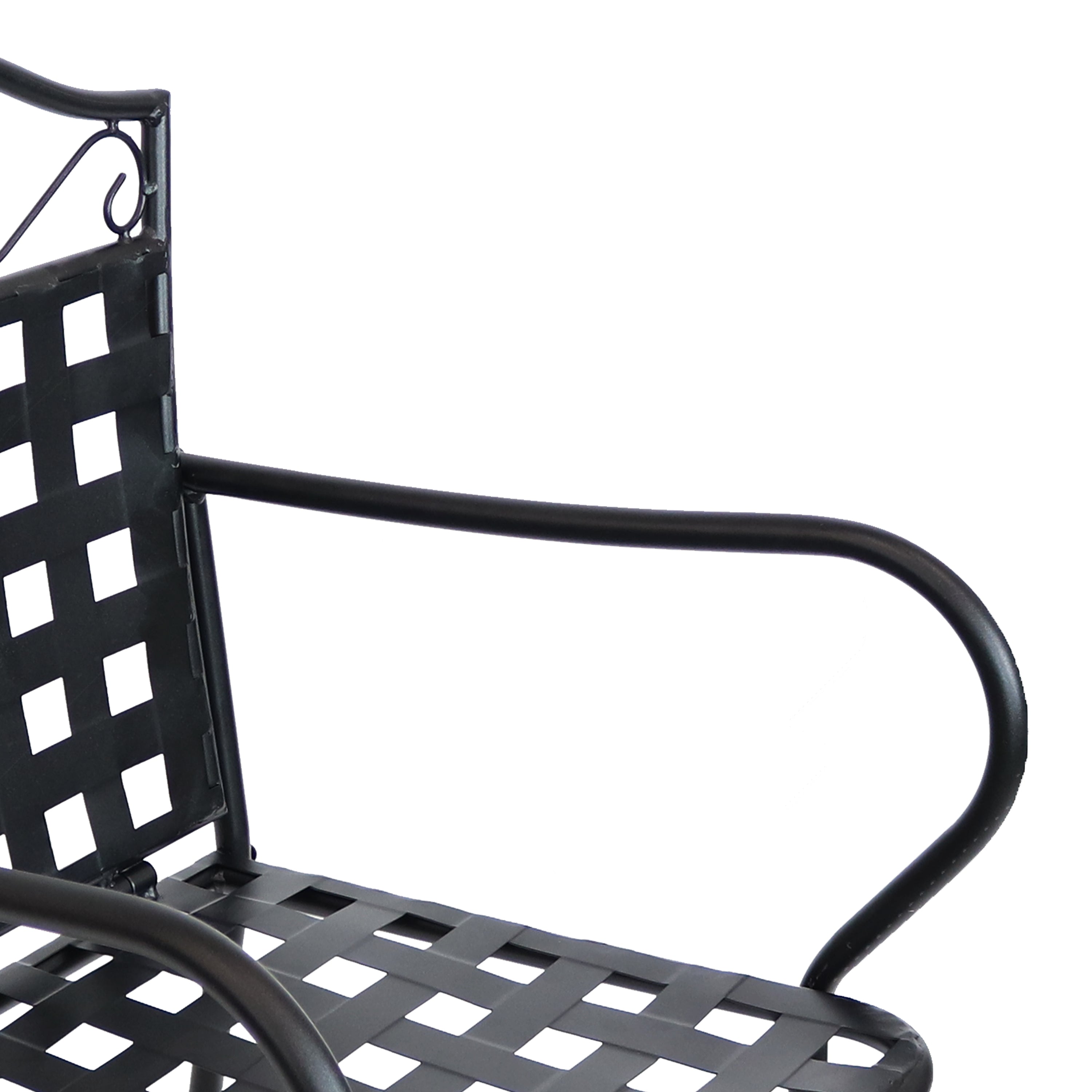 Sunnydaze Outdoor Black Scrolling Wrought Iron Bar Chair and Table Set - Patio Bistro Set for Garden, Poolside, and Restaurant Outdoor Seating