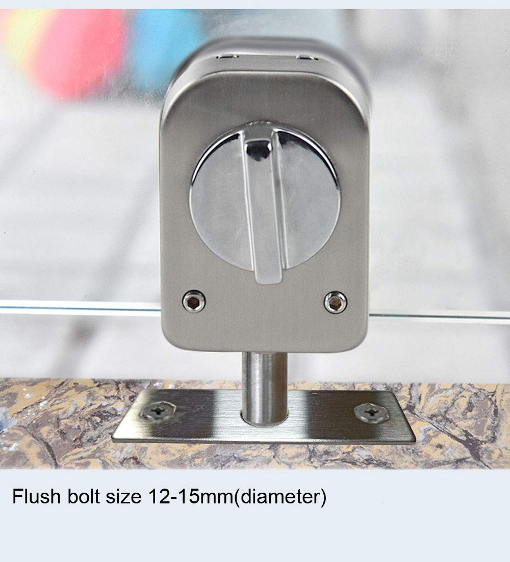 2 Pack NUZAMAS 304 Stainless Steel Glass Door Locks - Floor Latch Lock & Bolt Ground Lock for Bathroom, Toilet & Shop Frameless Glass Doors (Square Design) - Secure Privacy for Home, Office & Commercial Spaces