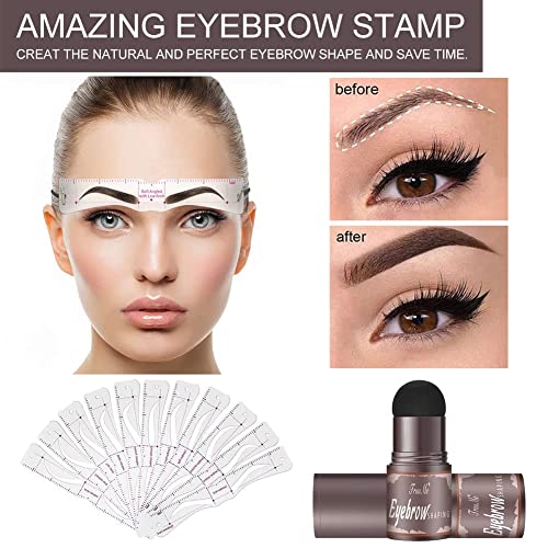 Eyebrow Stamp Kit - Perfectly Shaped Brows in Seconds | Easy DIY Eyebrow Stencil & Powder Set for Natural or Bold Looks | Great for Beginners, Travel, and Everyday Makeup