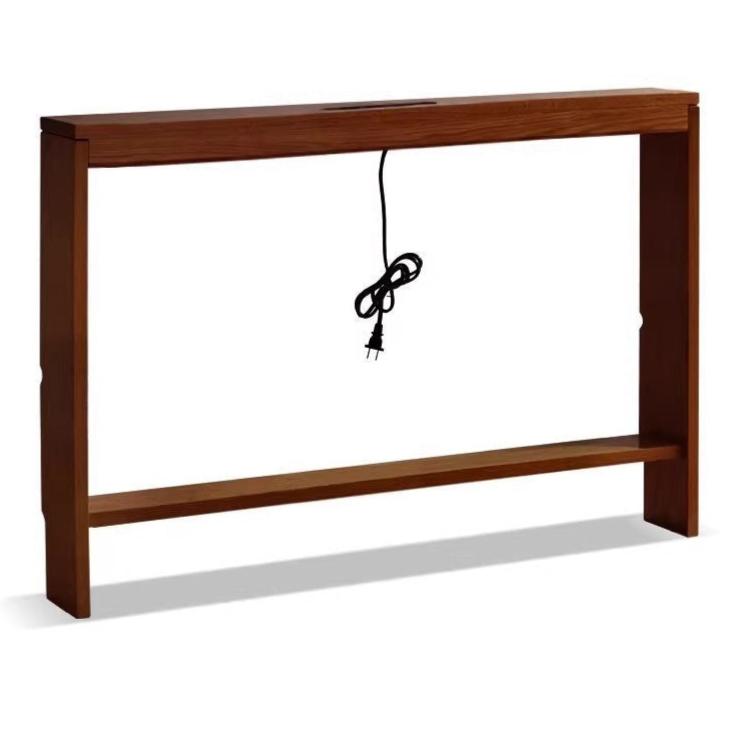 Solid Oak Wood Sofa with Rear Storage - Modern Wall Shelf for Living Room, Bedroom, or Office Organization
