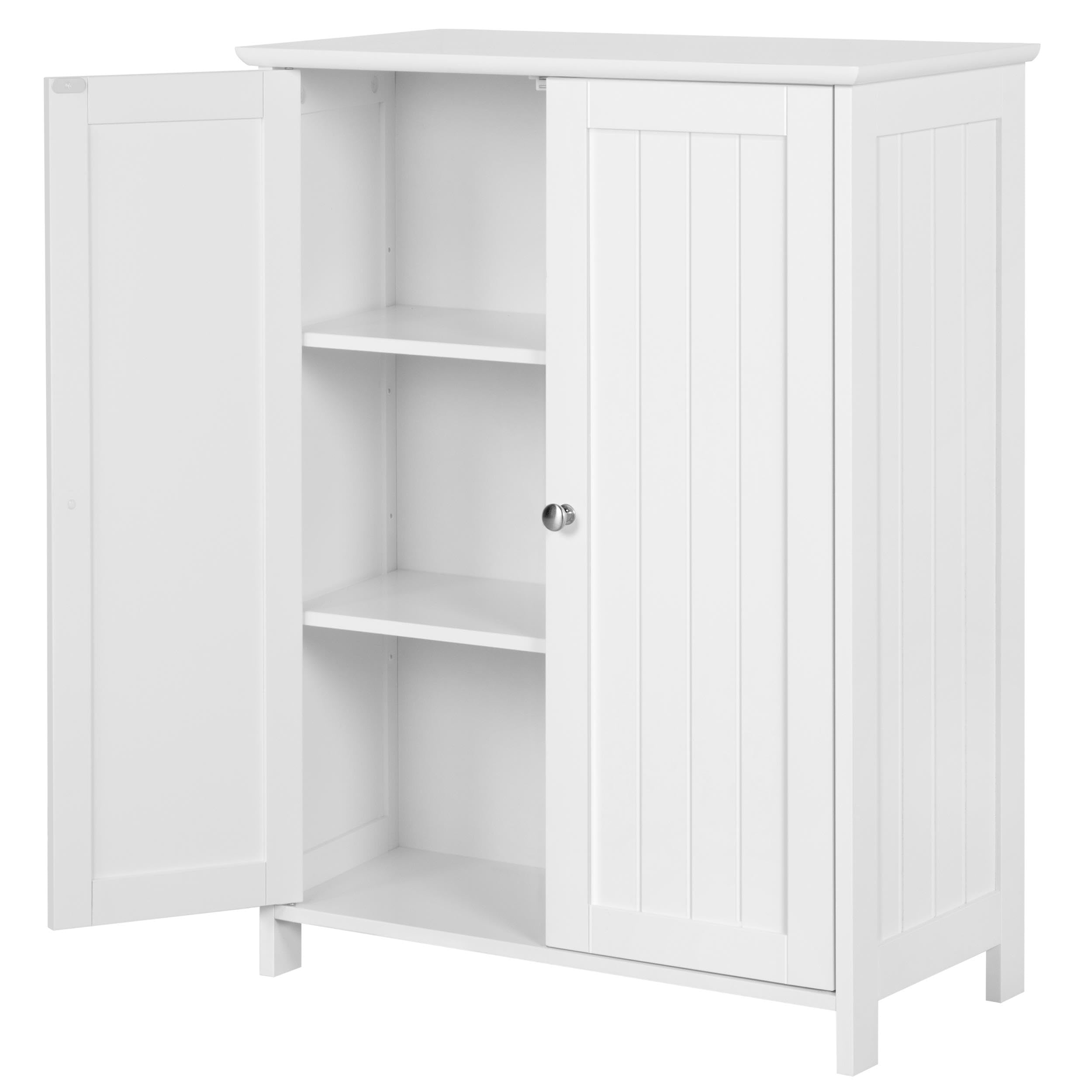 Topeakmart White Bathroom Floor Cabinet with Double Doors - Free Standing Storage Cabinet with Adjustable Shelves & Anti-Tipping Design | Perfect for Bathroom Organization, Small Space Storage & Home Decor