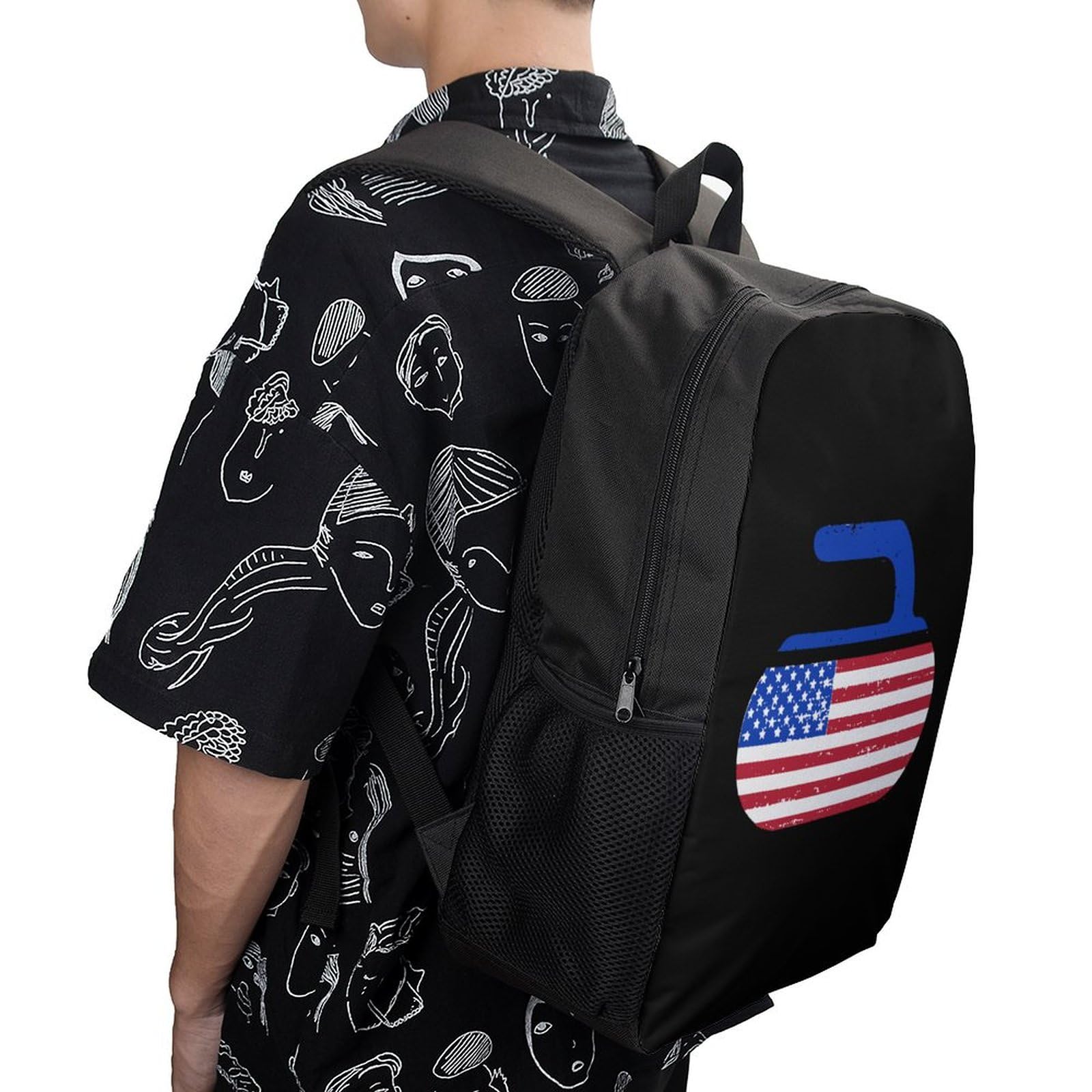 IOEDTHBJ 3D Printed American Flag Backpack - 17 Inch Laptop Backpack for Men & Women, Stylish School & Travel Computer Bag - Perfect for College, Work & Outdoor Adventures