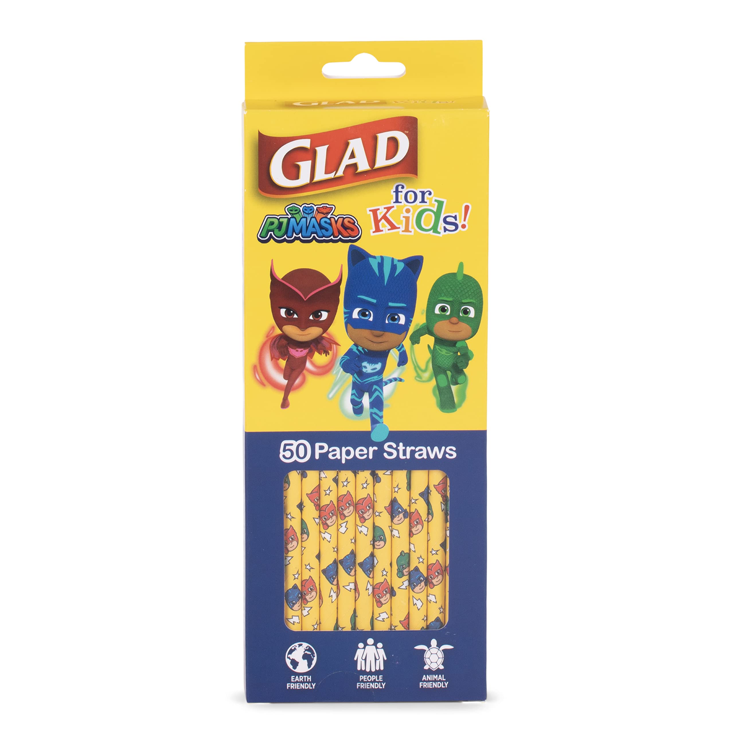 PJ Masks Themed Biodegradable Paper Straws for Kids - 50 Count | Fun Printed Compostable Drinking Straws | Heavy Duty Eco-Friendly Party Supplies | Perfect for Birthday Parties, School Events & Family Gatherings