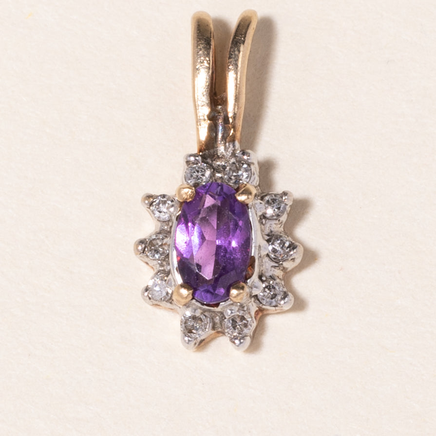 10K Yellow Gold Amethyst & Diamond Pendant Necklace - 0.17ct Natural Amethyst & 0.05ctw Diamond Accents | Elegant Jewelry Gift for Women | Perfect for Valentine's Day, Anniversary & Special Occasions