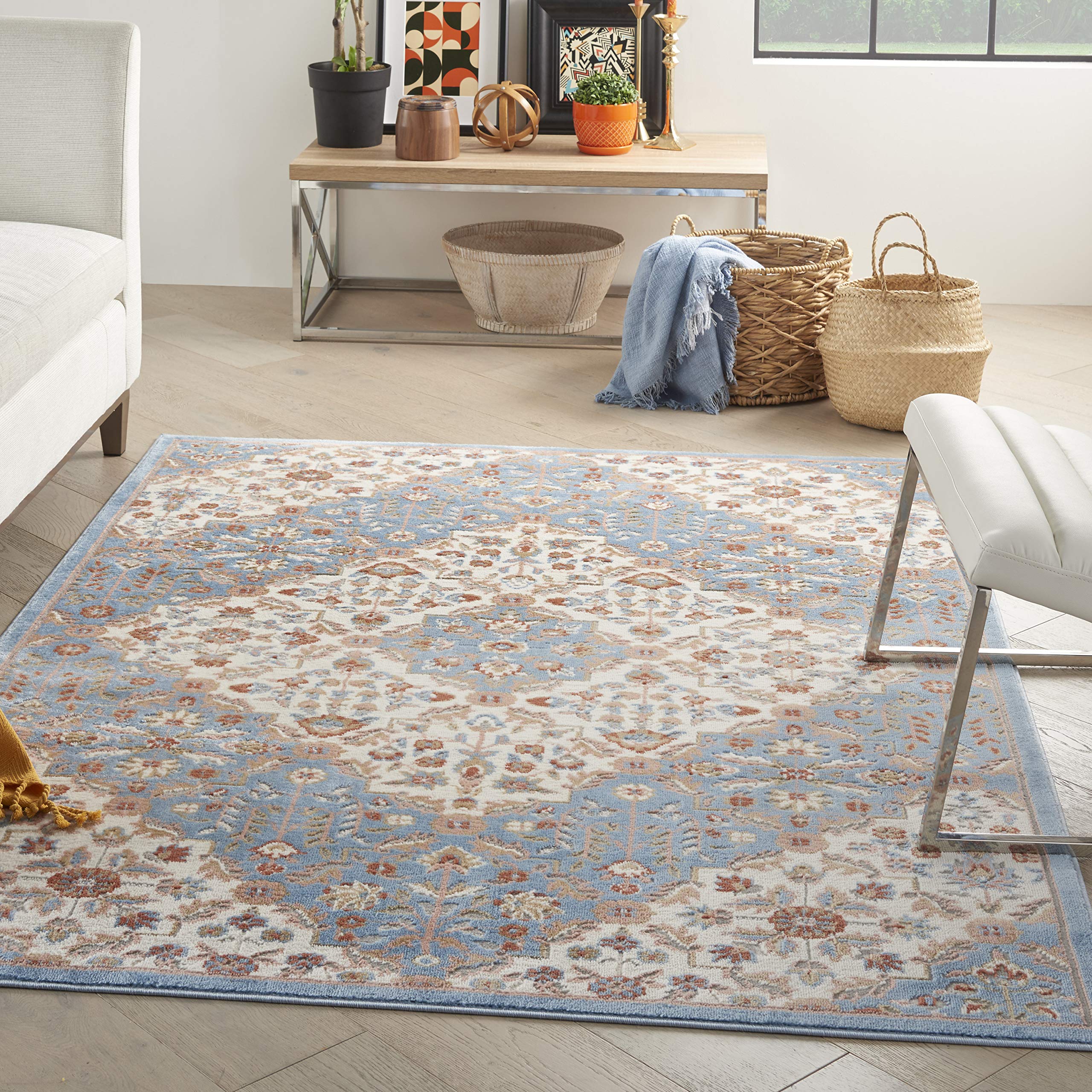 Nourison Elation Floral Ivory Blue 2'3