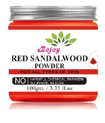 Bejoy 100% Pure Natural Red Sandalwood Powder - 100g (3.5oz) for Aromatherapy, Incense Making & Spiritual Rituals