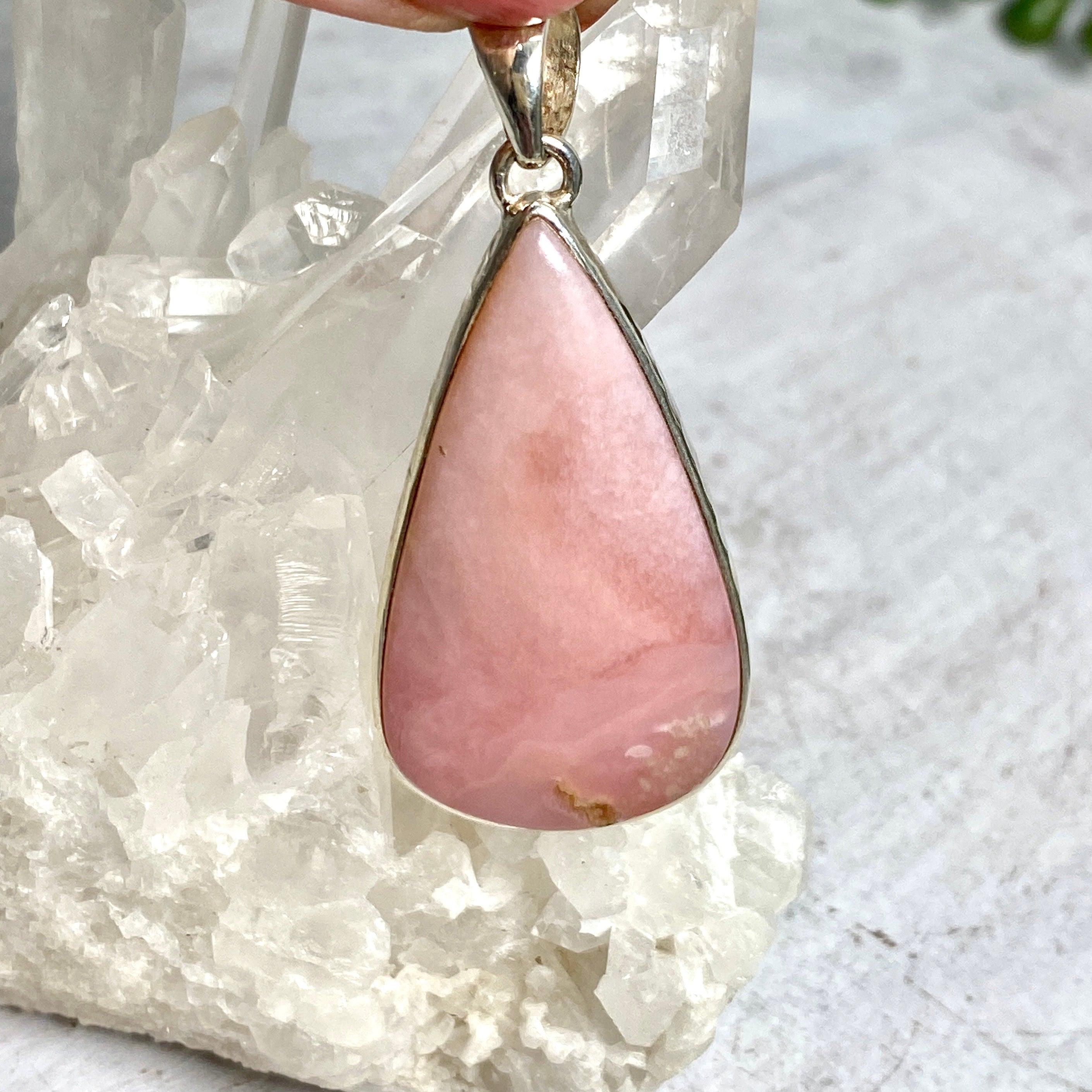 Natural Pink Opal Teardrop Pendant Necklace KPGJ3278 - Elegant Jewelry for Women, Perfect for Gifts, Parties & Special Occasions