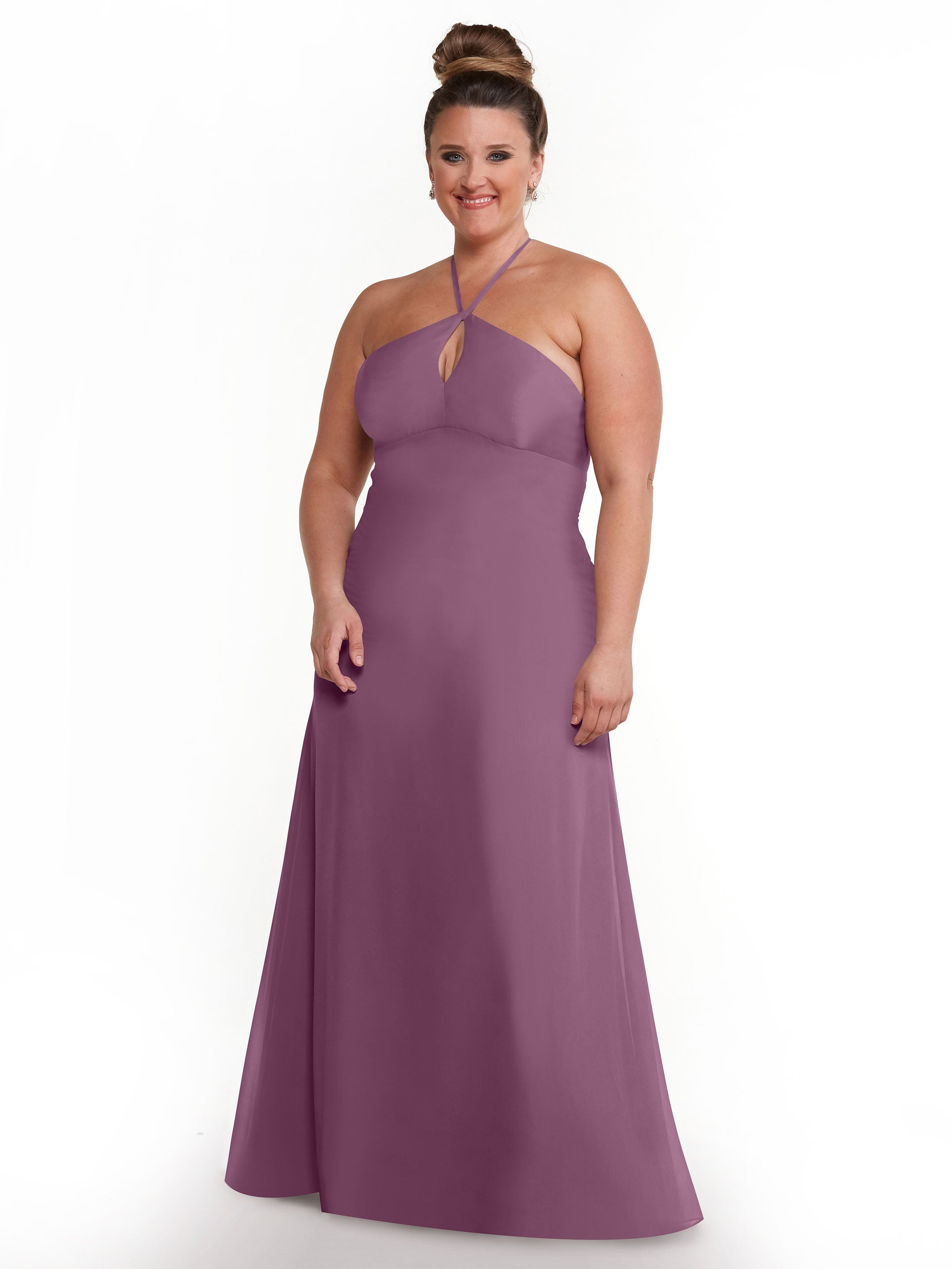 Elegant A-Line Chiffon Bridesmaid Dress with Keyhole Halter Neckline - Perfect for Weddings, Formal Events & Special Occasions