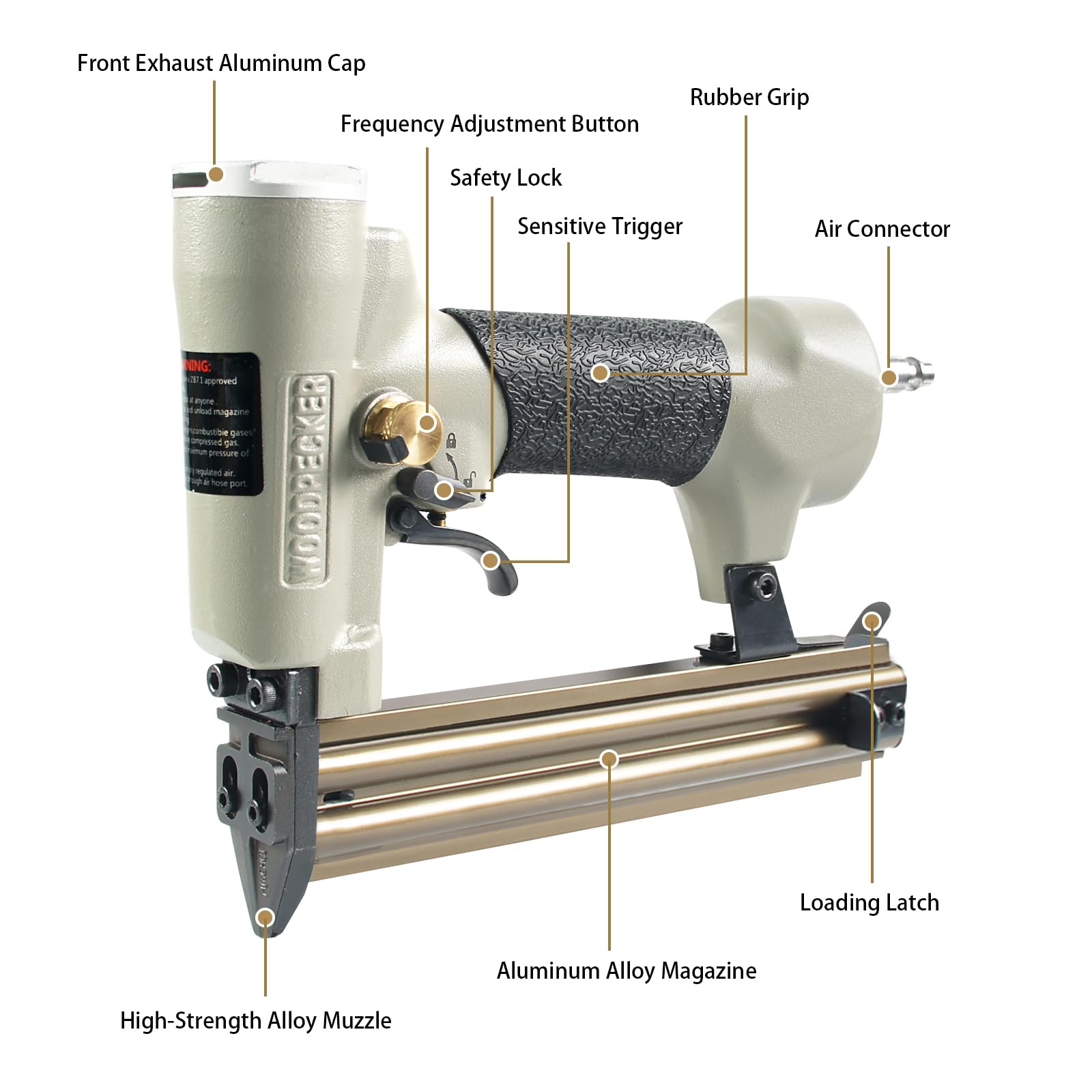 Woodpecker F30S 18 Gauge Pneumatic Brad Nailer - 3/8