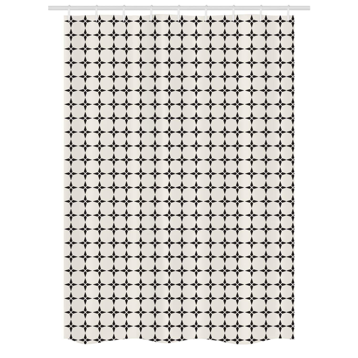 Ambesonne Geometric Star Shower Curtain Set with Hooks - Modern Contemporary Bathroom Decor in Charcoal Grey & Ivory - 54