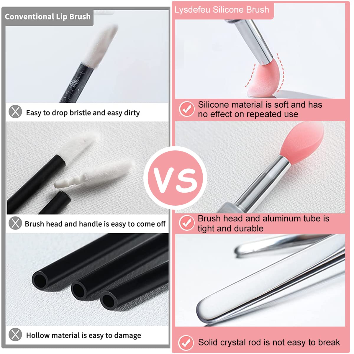 MAYCREATE® 3-Piece Silicone Lip Brush Set - Reusable Lipstick Applicator with Cover, Retractable Lip Scrub Brush for Lip Gloss, Cream & Masks - Perfect for Makeup Application & Travel Beauty Essentials
