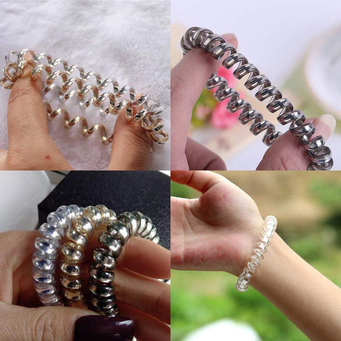 12 Pcs Spiral Transparent Elastic Hair Ties for Women & Girls - Soft No Damage Hair Rubber Bands - Perfect for School, Work, Gym and Everyday Hairstyles