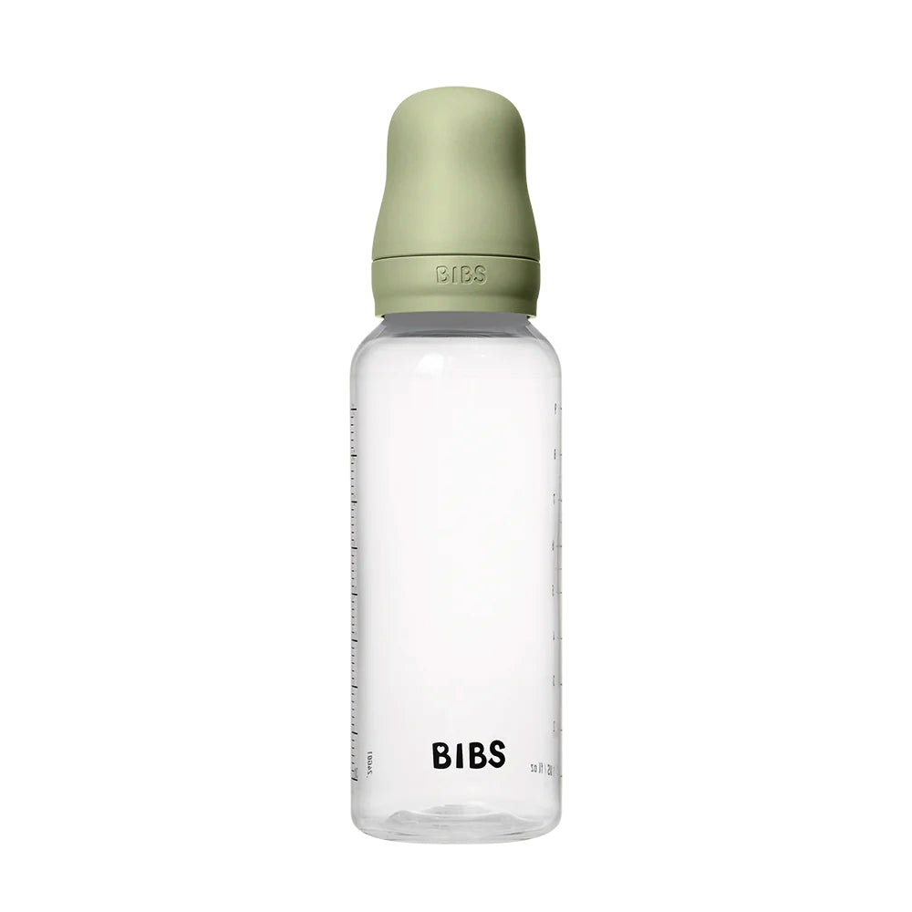 Plastic Baby Bottle with Latex Bibs Complete Set 270ml - Sage Green | Feeding Essentials for Newborns & Infants | Perfect for Home, Travel & Daycare