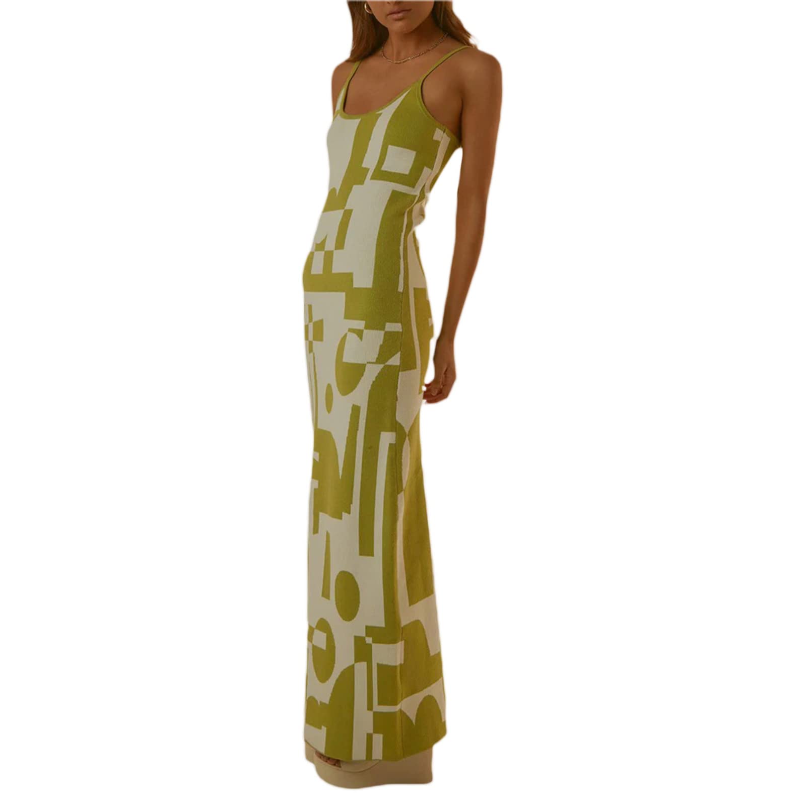 KMBANGI Women's Floral Print Spaghetti Strap Backless Maxi Dress - Sexy Sleeveless Bodycon Bandage Party Dress for Summer Beach, Club, Date Night & Special Occasions