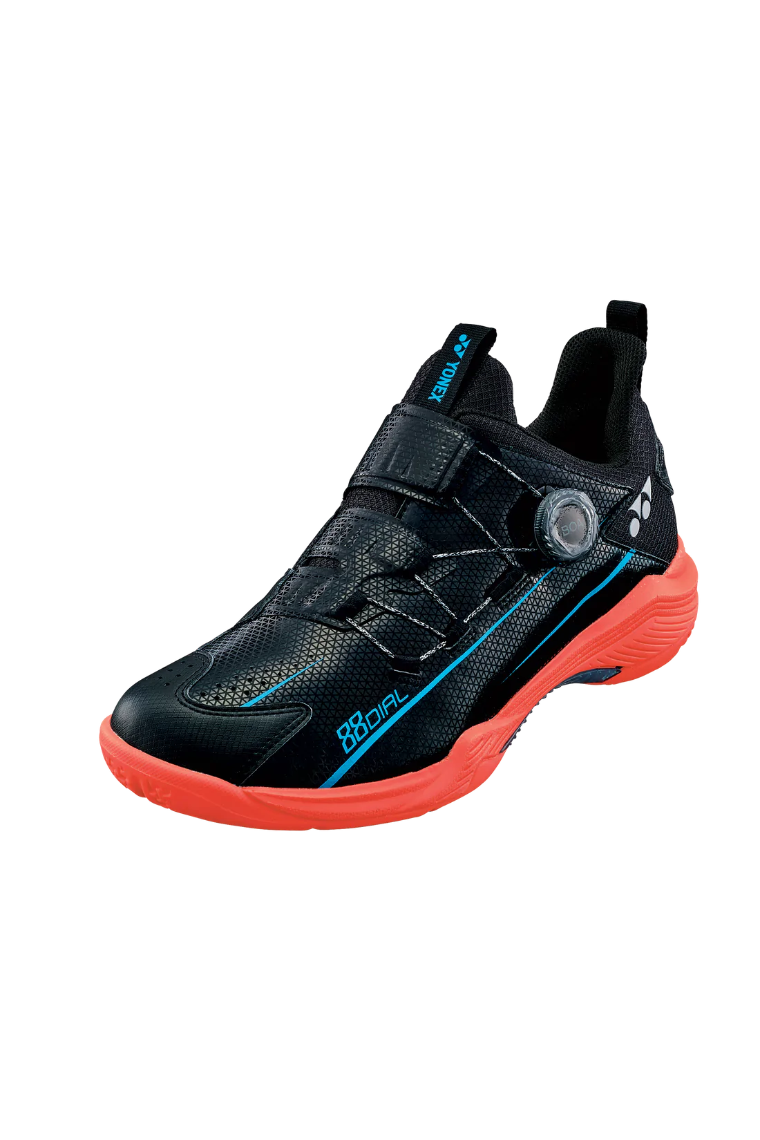 Yonex Power Cushion 88 Dial 2 Unisex Badminton Shoes for Men & Women - Black/Red - Lightweight Cushioned Court Shoes for Badminton, Tennis & Indoor Sports