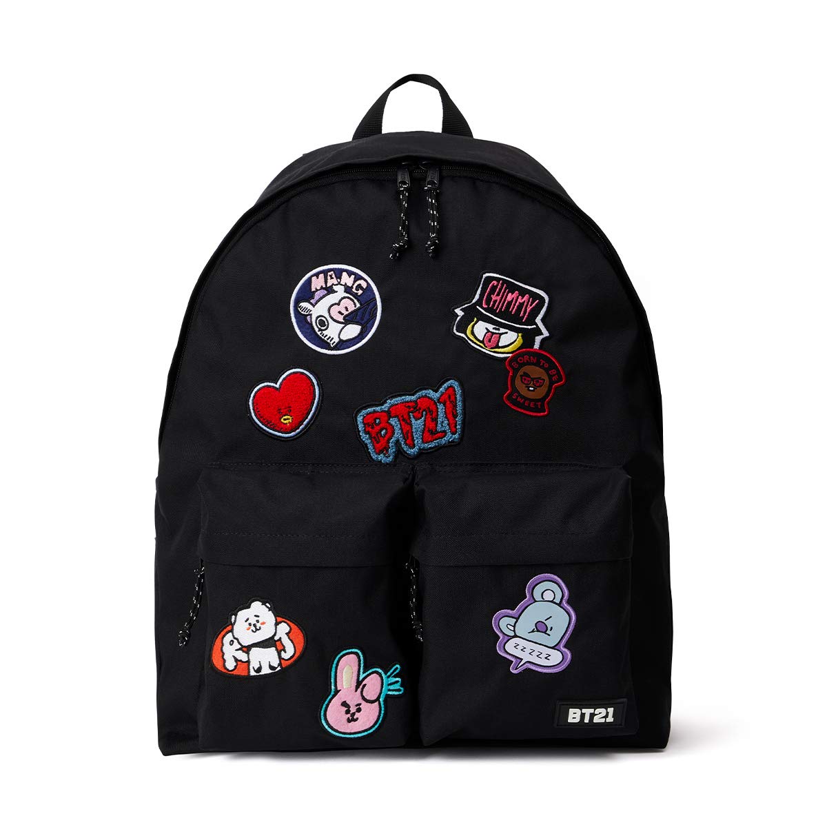 BT21 Wappen Collection Character Cute Badge Lightweight Casual Student Backpack - Black | Perfect for School, College, Travel & Everyday Use