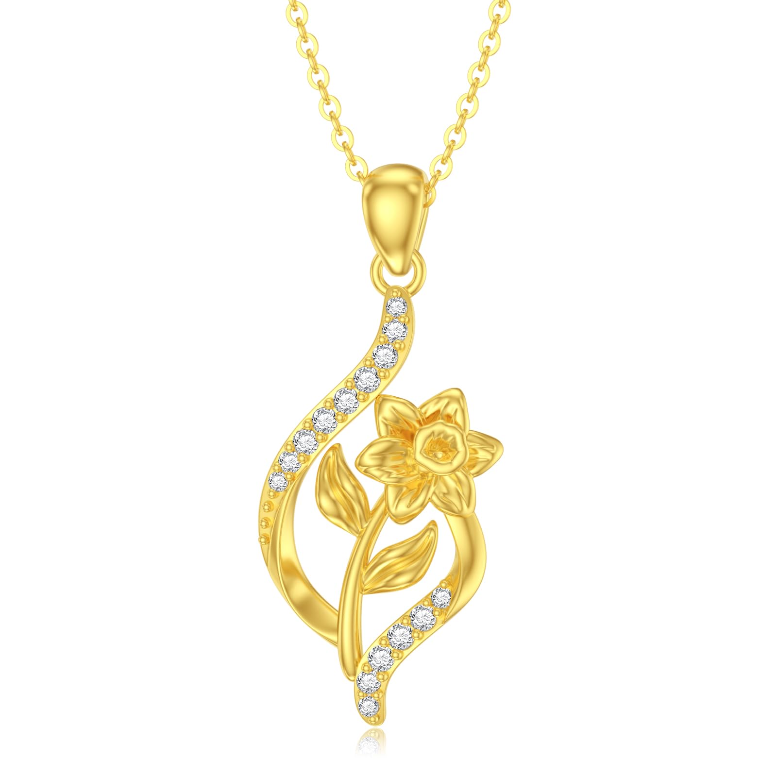 10K/14K Gold Birth Flower Necklace for Women - Dainty Infinity Floral Pendant Jewelry, Personalized Birthday Gift for Wife, Mom, Her (16+1+1 inch) | Perfect for Mother's Day, Anniversary & Special Occasions