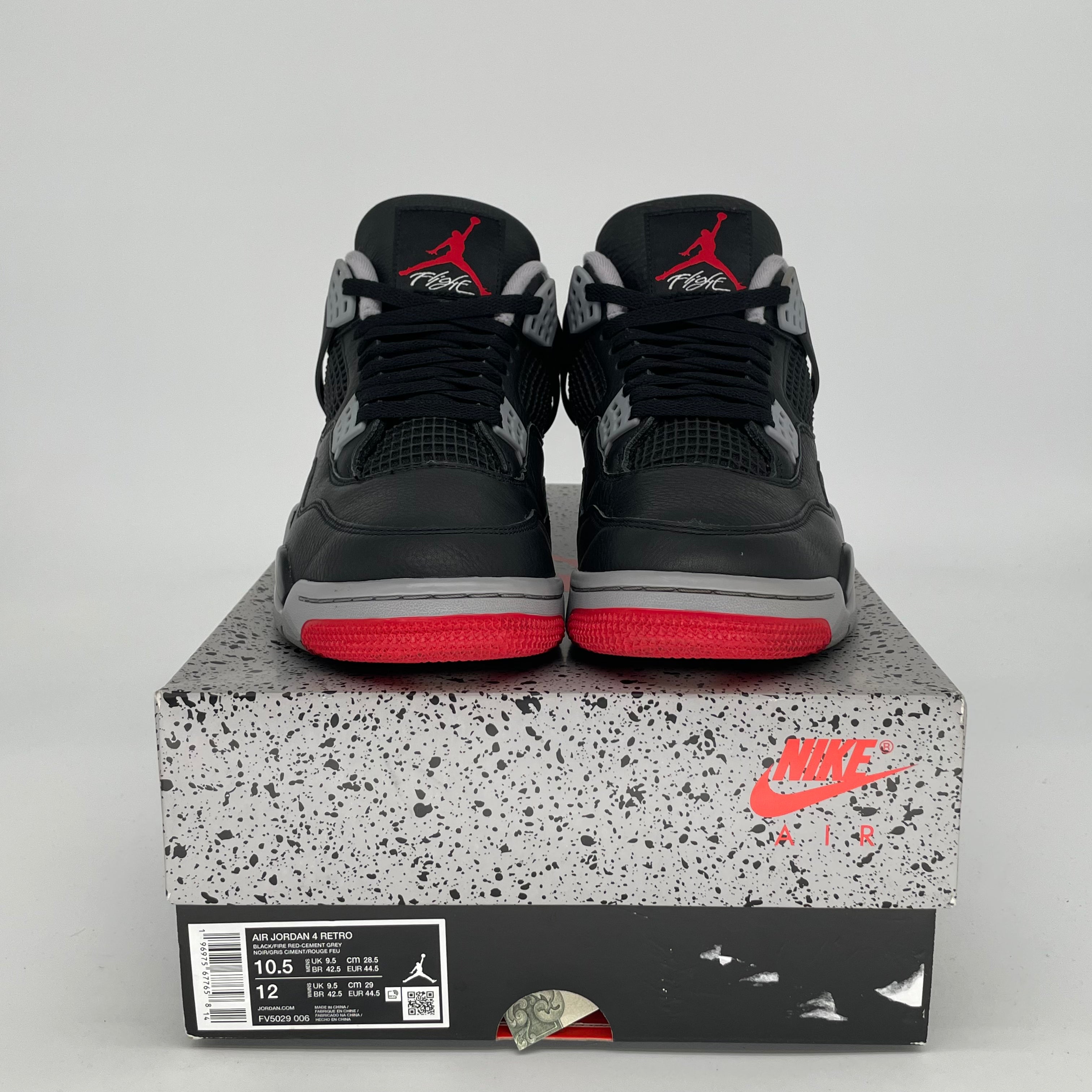 Original Air Jordan 4 Bred Reimagined Men's Basketball Shoes - Size 10.5 / Women's 12W (FV5029-006) | Retro Sneakers for Streetwear & Basketball Performance