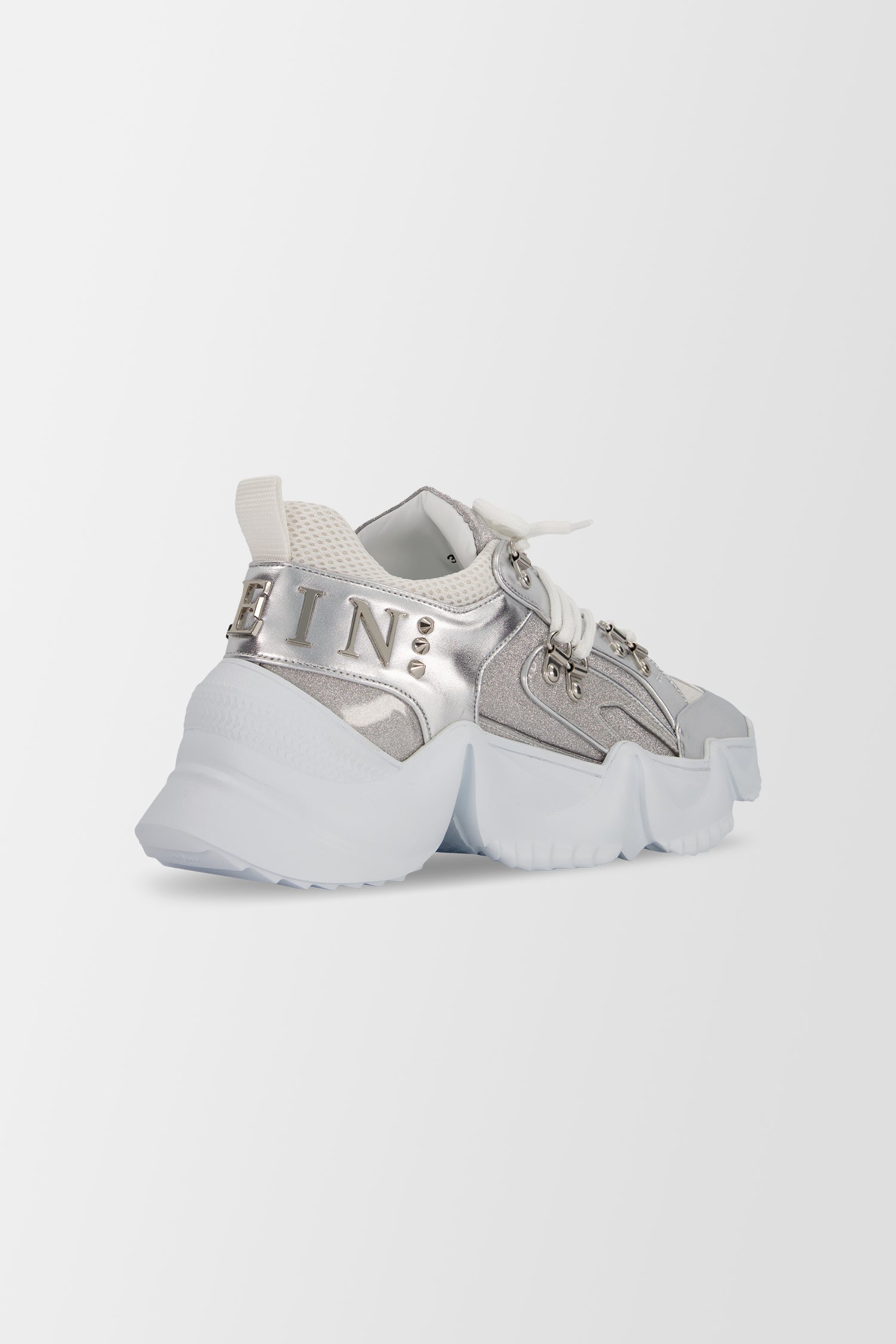 Philipp Plein Silver Crystal Embellished Sneakers - Stylish Women's Fashion Shoes for Parties, Nightlife & Casual Wear