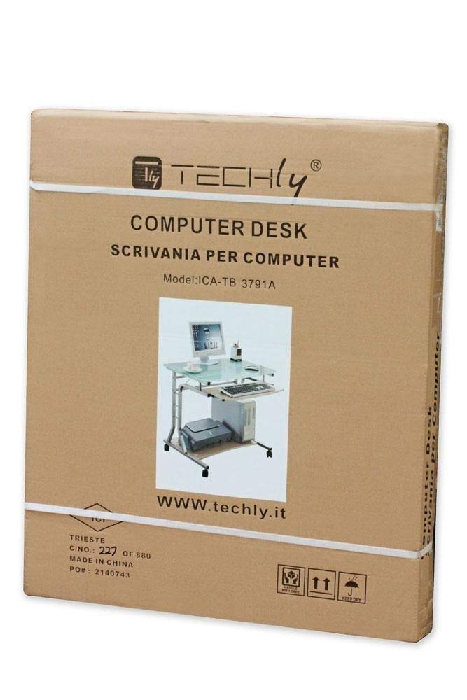 Compact Glass PC Desk - Space-Saving for Small Rooms & Offices