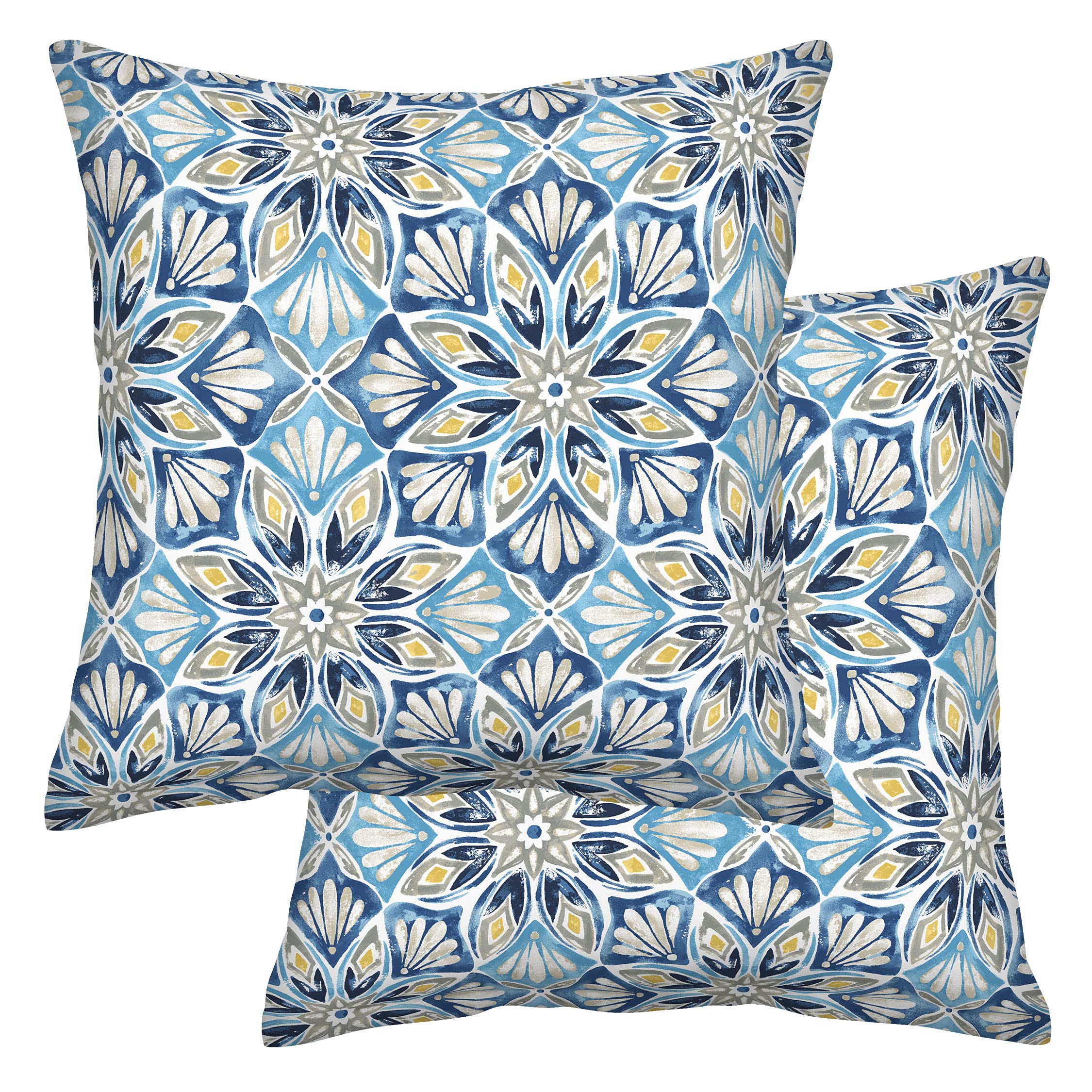 Honeycomb Beryl Pacific Blue Square Throw Pillow Set of 2 - 17