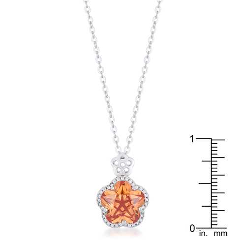 Elegant Floral Cut Champagne CZ Pendant Necklace for Women - Perfect for Weddings, Parties & Special Occasions