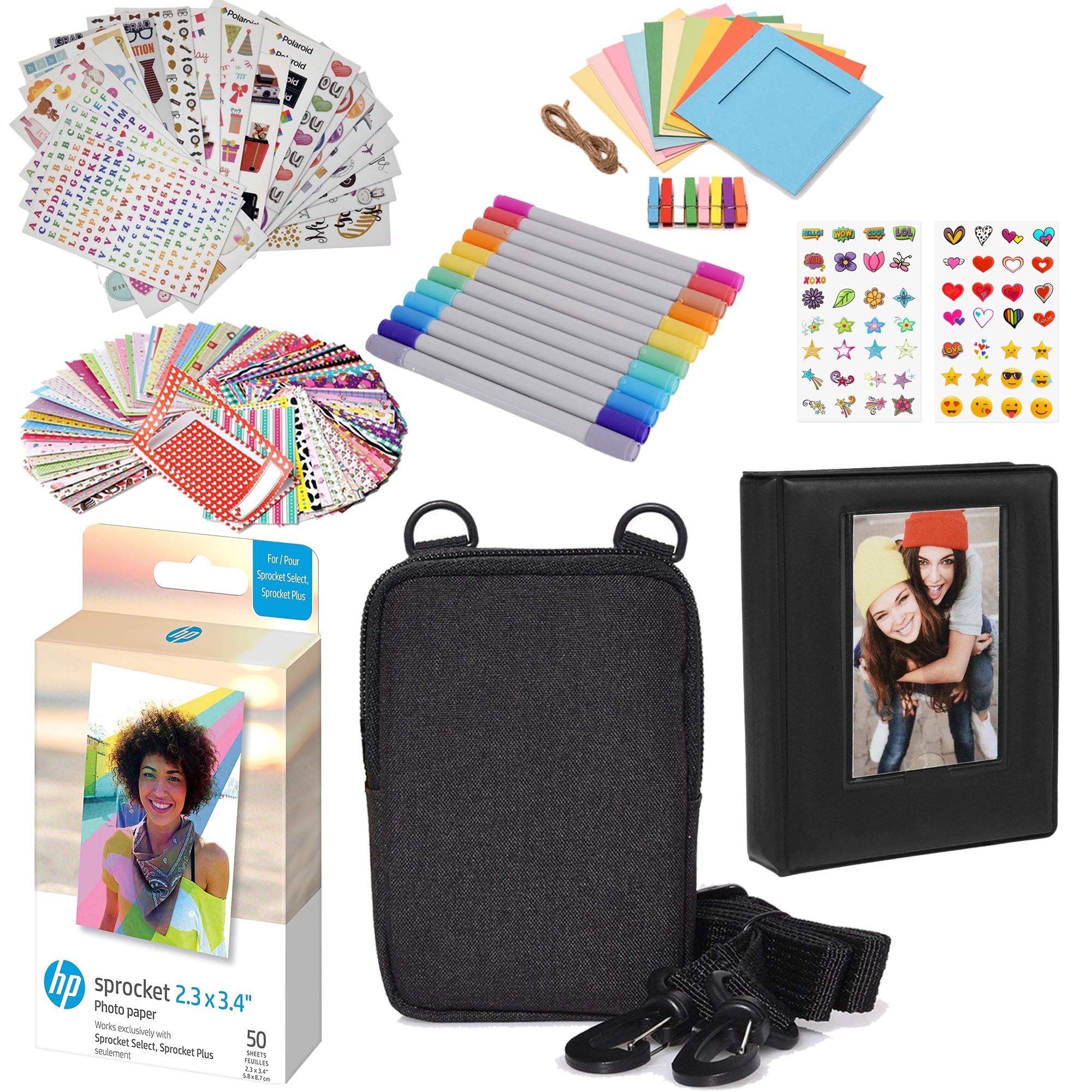 HP Premium Photo Paper 50 Sheets 5.8 x 8.6 cm with Photo Album, Storage Case, Stickers & Markers - Perfect for Scrapbooking, DIY Projects & Photo Gifts