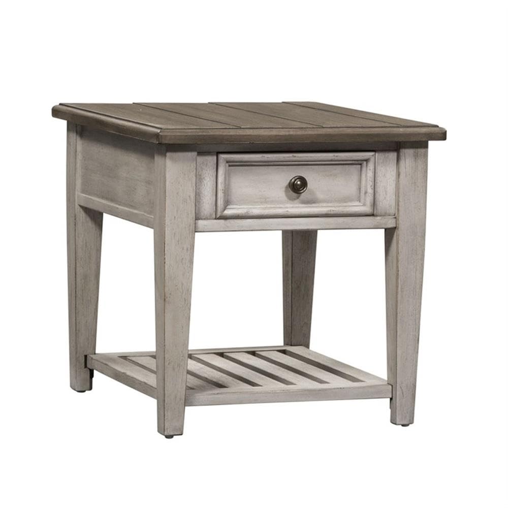 Liberty Furniture Industries Heartland Drawer End Table - Antique White Nightstand for Bedroom, Living Room & Office | Side Table with Storage