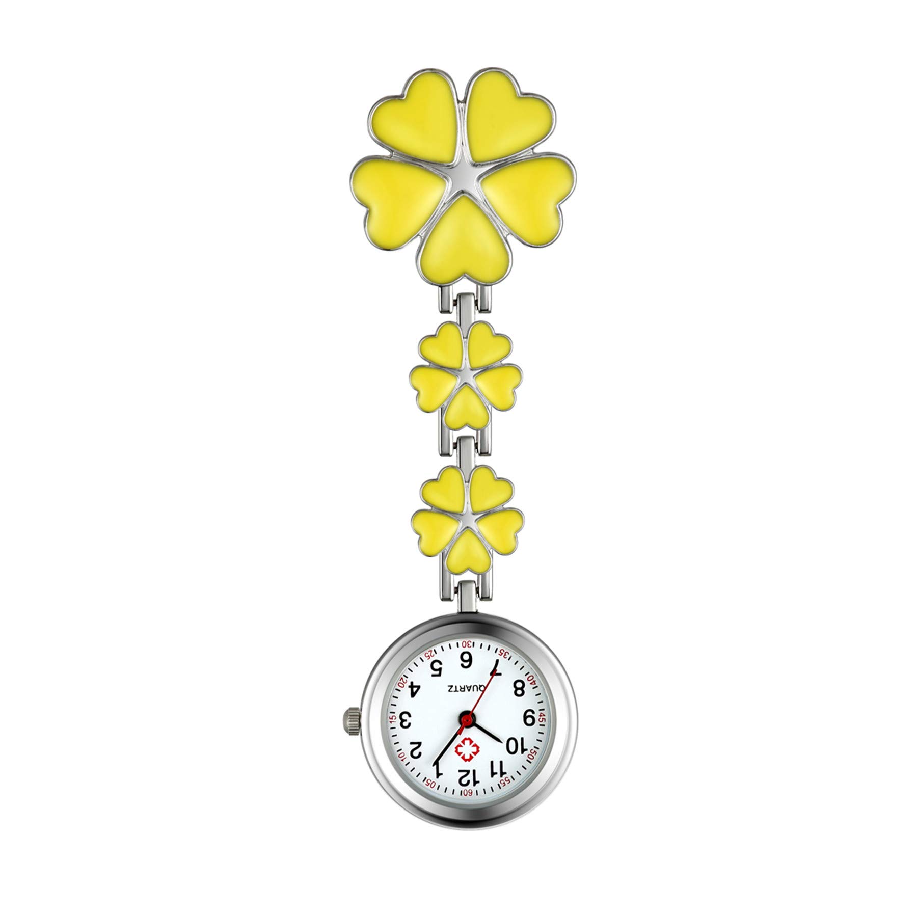 Avaner Women's Clip-On Fob Watch - Stainless Steel Quartz Nurse Watch with Second Hand - Flower Shaped Lapel Pocket Watch for Nursing, Medical Professionals & Vintage Style Lovers - Perfect for Hospitals, Clinics & Everyday Fashion Accessory
