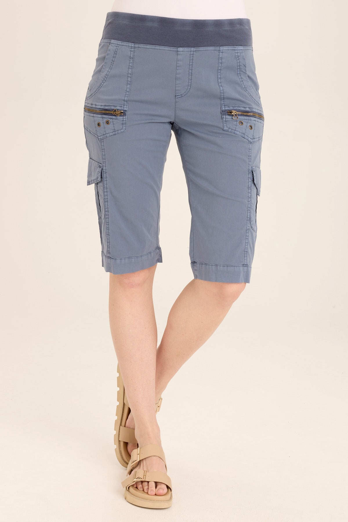 Zola Stretch Poplin Bermuda Shorts for Women - Comfortable Casual Summer Shorts with Elastic Waist | Perfect for Beach, Travel & Everyday Wear
