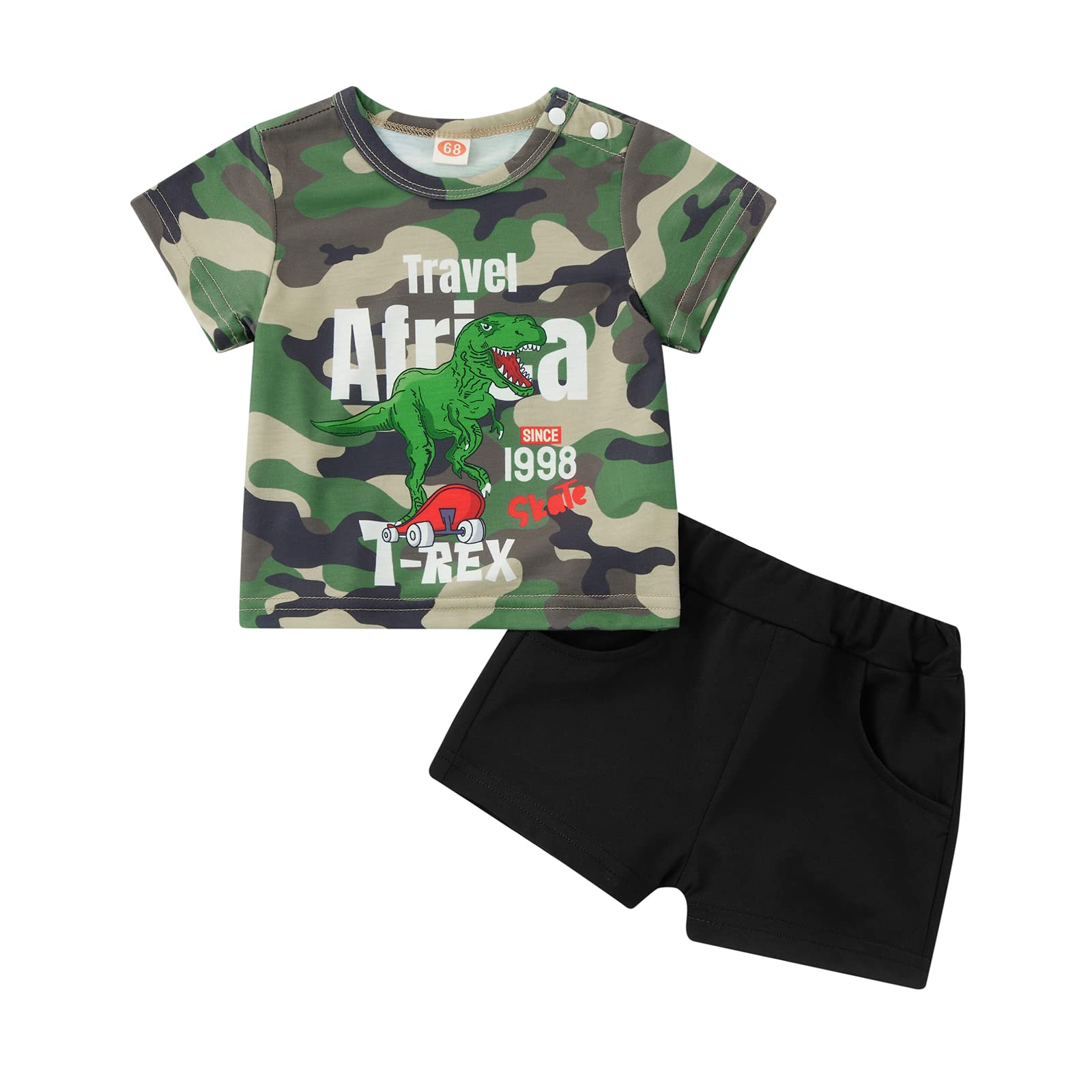 Cute Cartoon Animal Print Baby Girls & Boys Summer Outfits - Short Sleeve Top & Elastic Waist Shorts Set for Playtime, Beach & Outdoor Activities