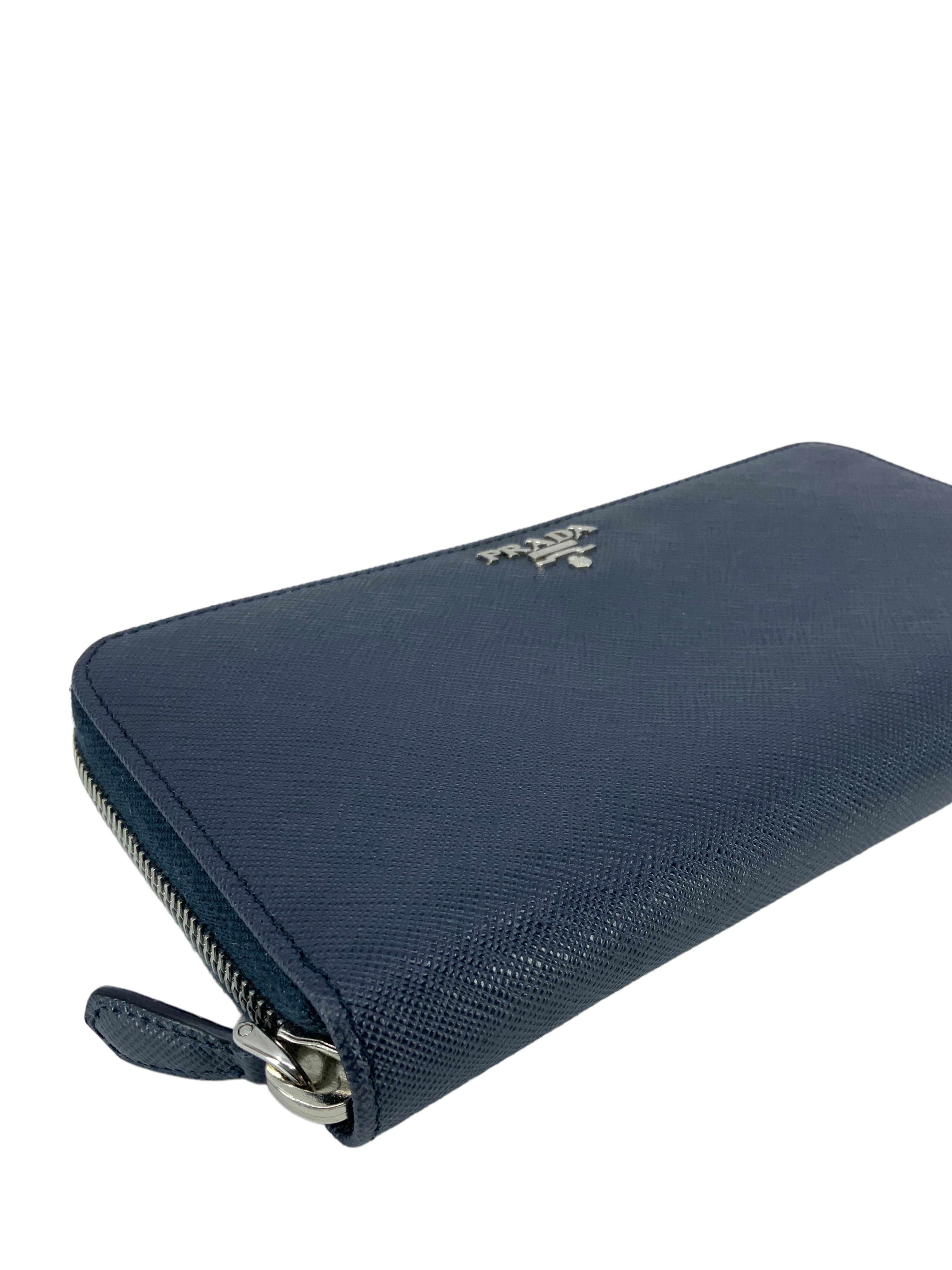 Prada Saffiano Leather Large Zip Wallet for Women | Luxury Designer Bifold Wallet with Multiple Card Slots | Perfect for Everyday Use, Travel & Business