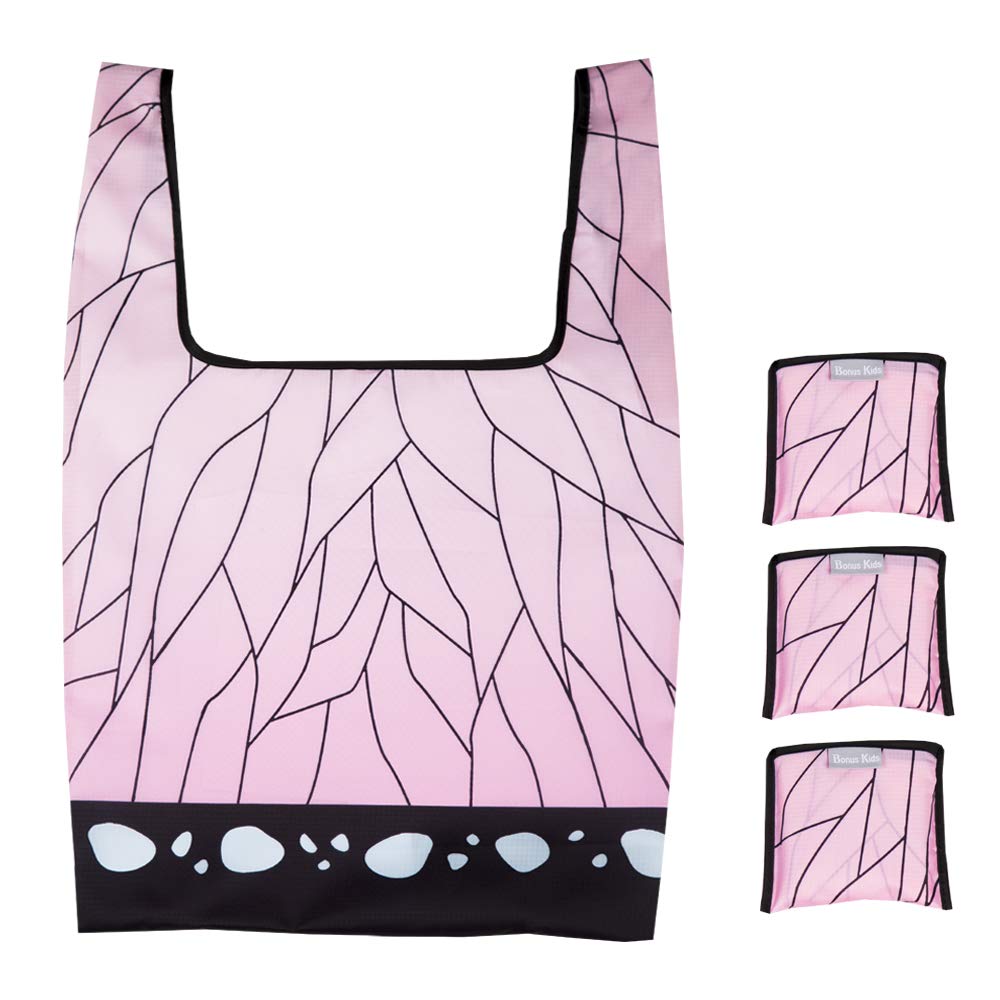 Maxer Japanese Anime Reusable Grocery Tote Bags - 3 Pack XL Eco-Friendly Shopping Bags (50LBS Capacity) for Groceries, Beach, Picnics & Daily Use
