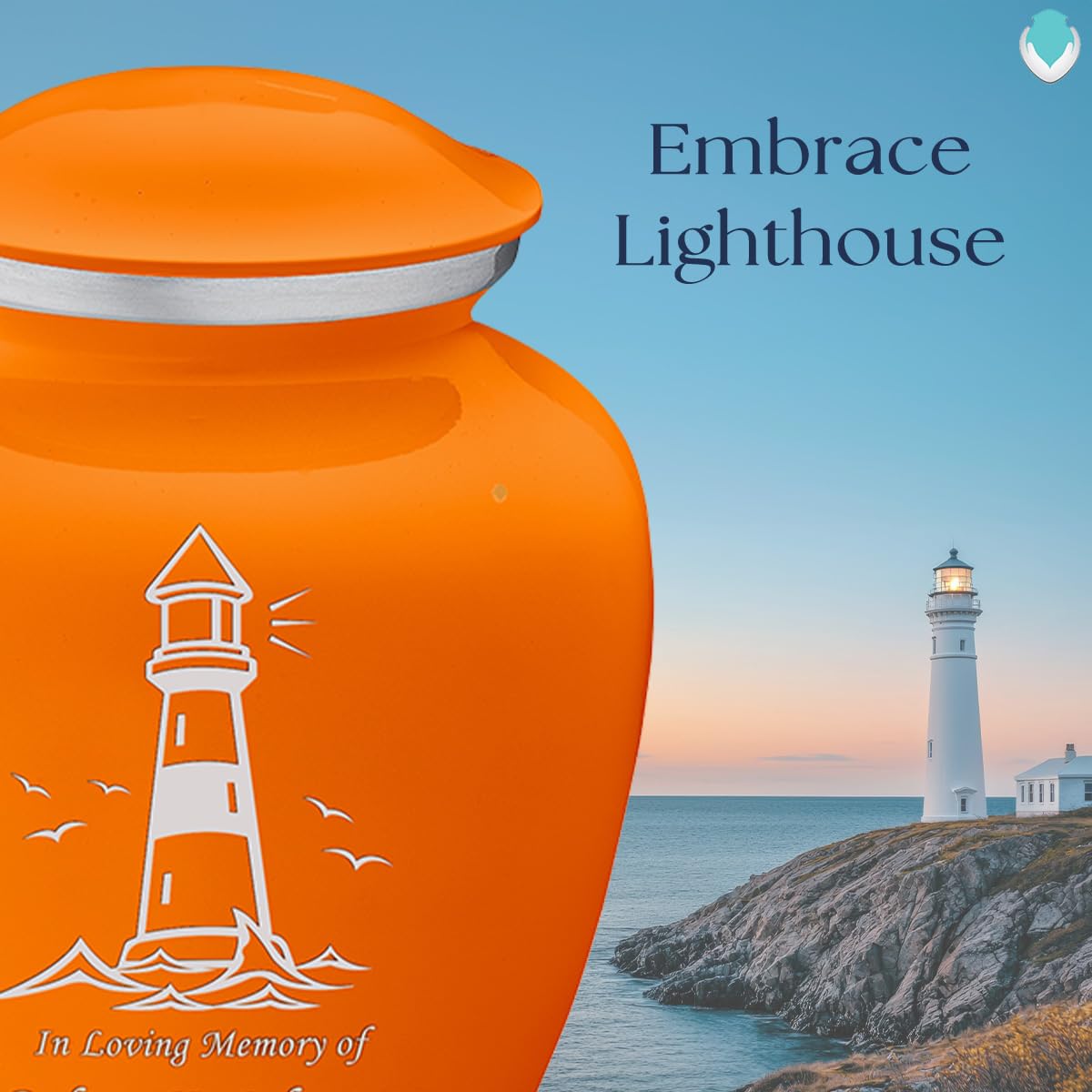 Personalized Lighthouse Cremation Urn for Human Ashes - Large Burnt Orange Funeral Urn for Adults with Double Side Engraving (Holds 200 lbs) - Perfect for Memorial Services, Home Display & Honoring Loved Ones