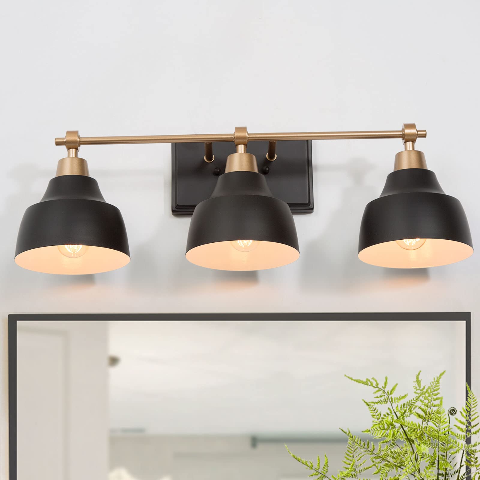 KSANA 3-Light Black Bathroom Vanity Light Fixture with Gold Socket - 24.5