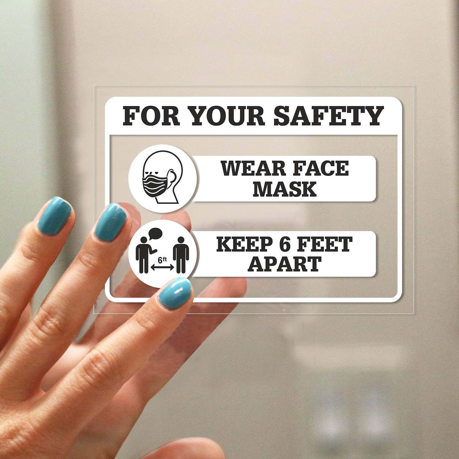 SmartSign 'For Your Safety - Wear Face Mask, Keep 6 Feet Apart' Window Decal | 5