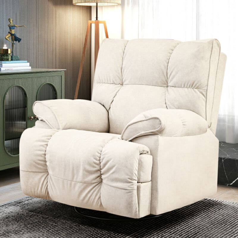 Tufted Flannel Upholstered Rocking Chair with Black Metal Legs - Modern Stylish Comfortable Nursery Living Room Accent Chair for Home Decor & Relaxation