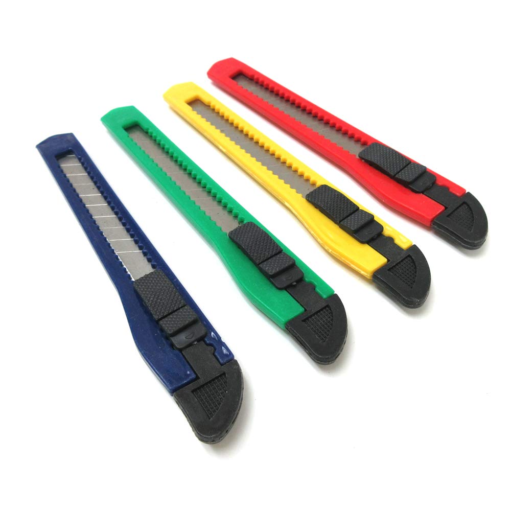 8-Piece Utility Box Cutter Set - Retractable Snap-Off Lock Razor Sharp Blades for Home, Office & Warehouse Use - Heavy Duty Cutting Tool for Packaging, Crafts & DIY Projects