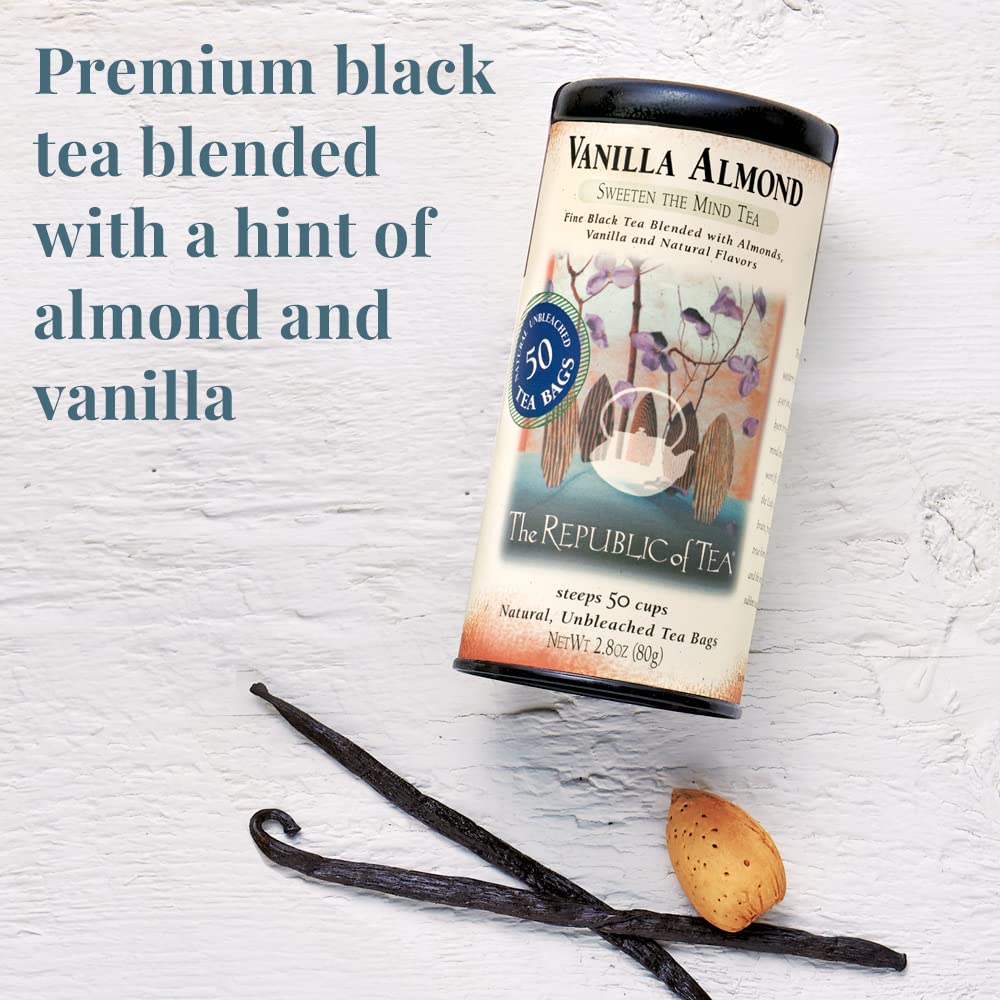 Republic of Tea Vanilla Almond Black Tea - 250 Premium Tea Bags, Naturally Caffeinated | Perfect for Morning Boost, Afternoon Relaxation & Gourmet Gifts