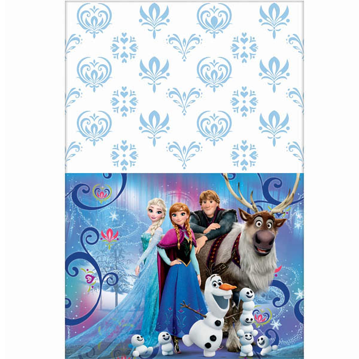 54 x 96 Inch Frozen Themed Plastic Tablecloth - Waterproof & Disposable Party Table Cover for Birthday, Wedding & Holiday Decorations - Perfect for Disney Parties & Kids Events
