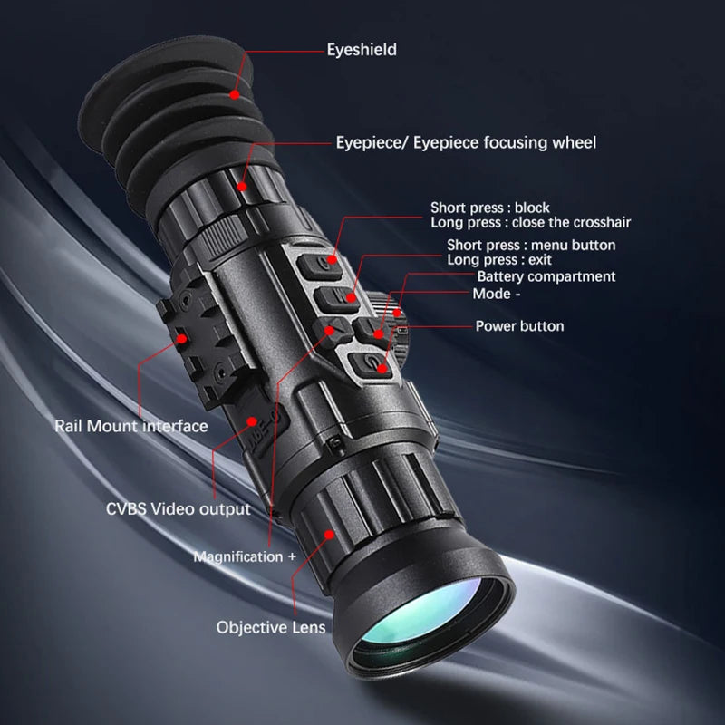 ZIYOUHU XT41 Thermal Rifle Scope - 384x288 Resolution, 12μm Night Vision Monocular for Hunting & Outdoor Activities | Tactical Gear for Shooting, Wildlife Observation & Security Surveillance